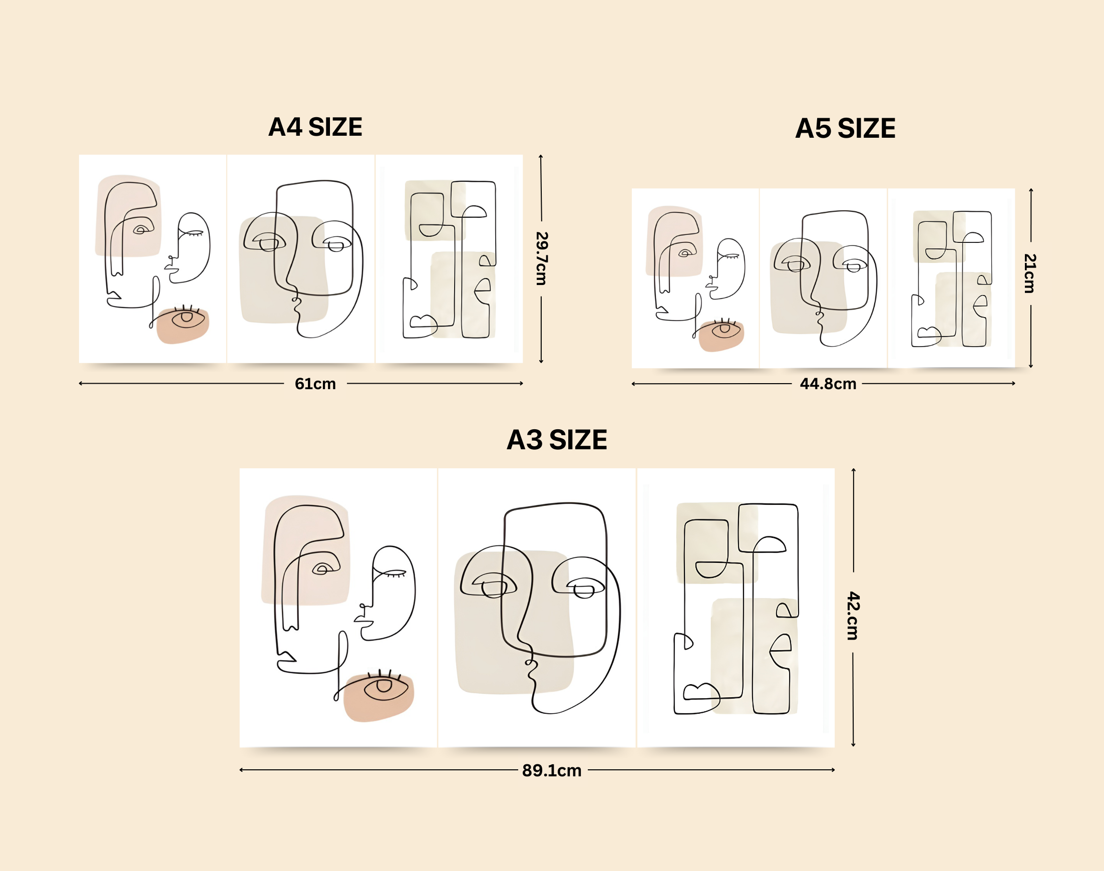 "LINE ART HUMAN FACE"- Shiny & Sturdy Metallic Poster Art That Pops & Sticks