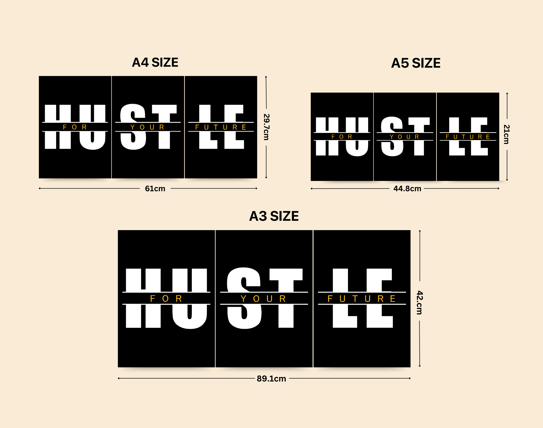 "HUSTLE For Your Future"- Shiny & Sturdy Metallic Poster Art That Pops & Sticks