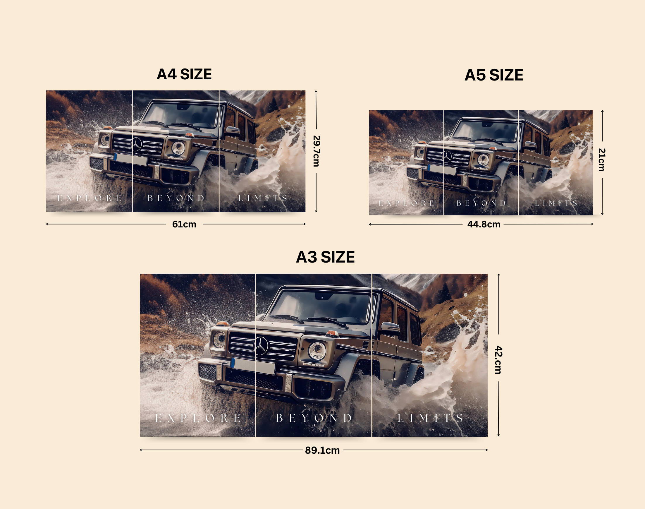 "EXPLORE BEYOND LIMITS: MERCEDES"- Shiny & Sturdy Metallic Poster Art That Pops & Sticks