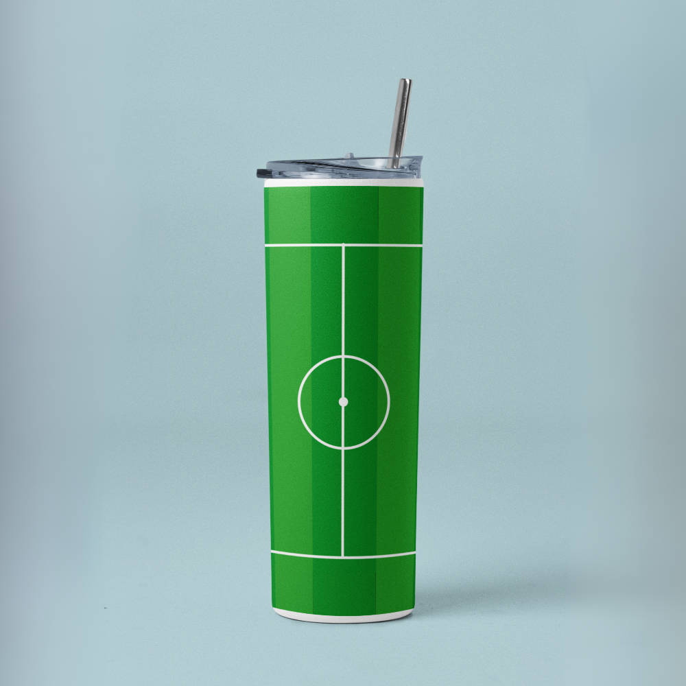 "FOOTBALL FIELD PRINT" Tumbler with Metal Straw