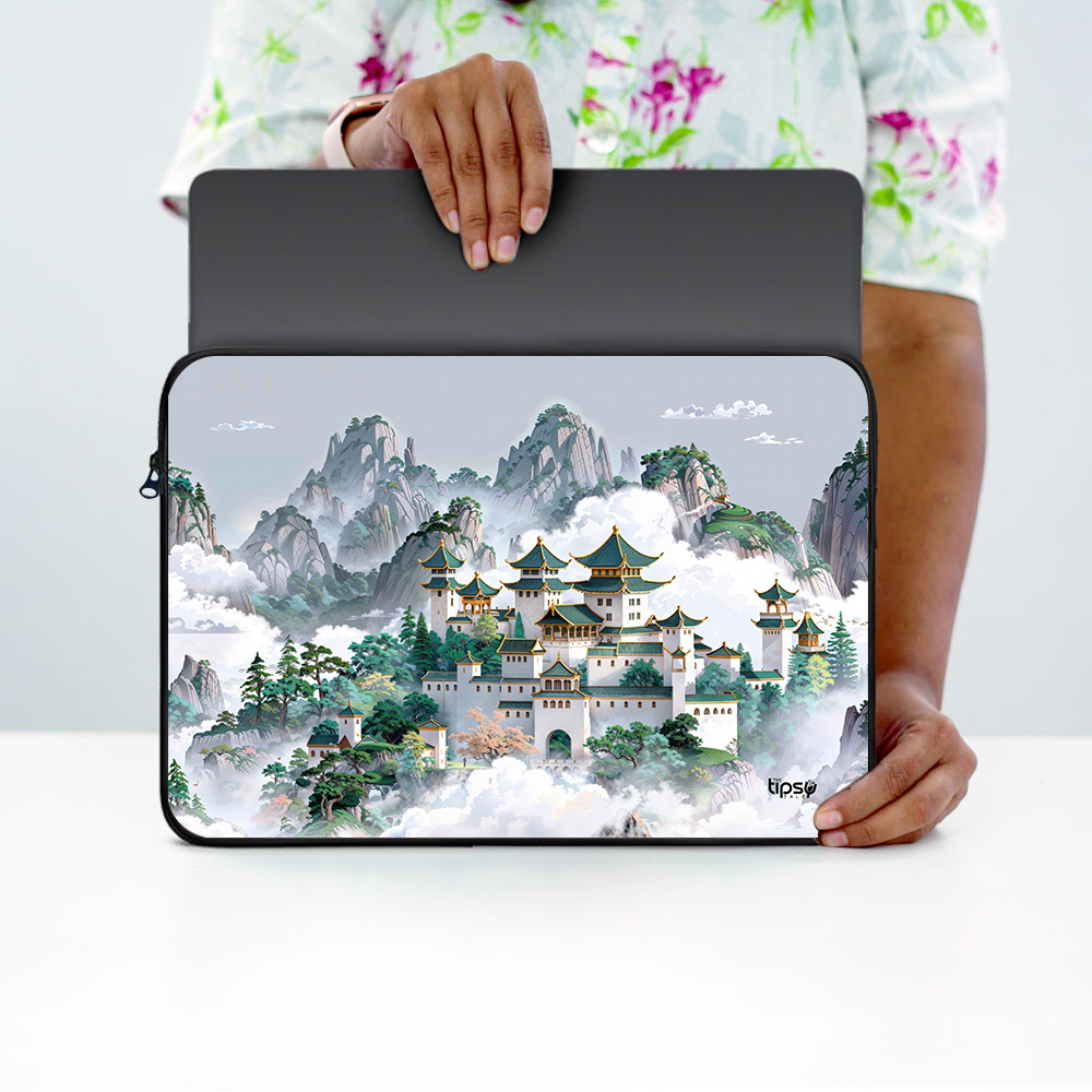 "CELESTIAL PAGODA" -Laptop Sleeves:Bold Modern Design for Every Size