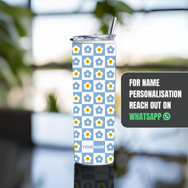 "FLOWER ABSTRACT PATTERN" Tumbler with Metal Straw