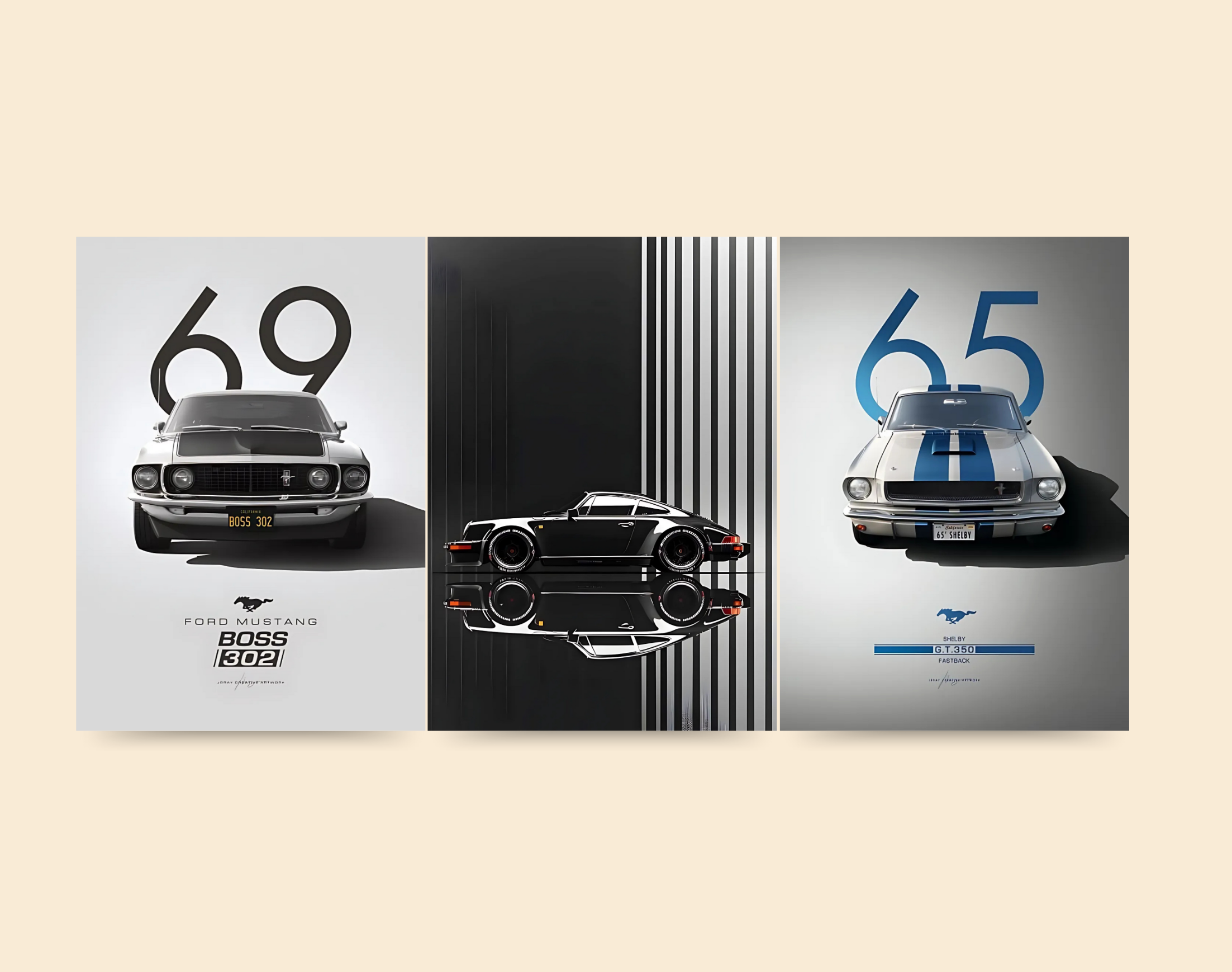 "FORD MUSTANG SERIES"- Shiny & Sturdy Metallic Poster Art That Pops & Sticks