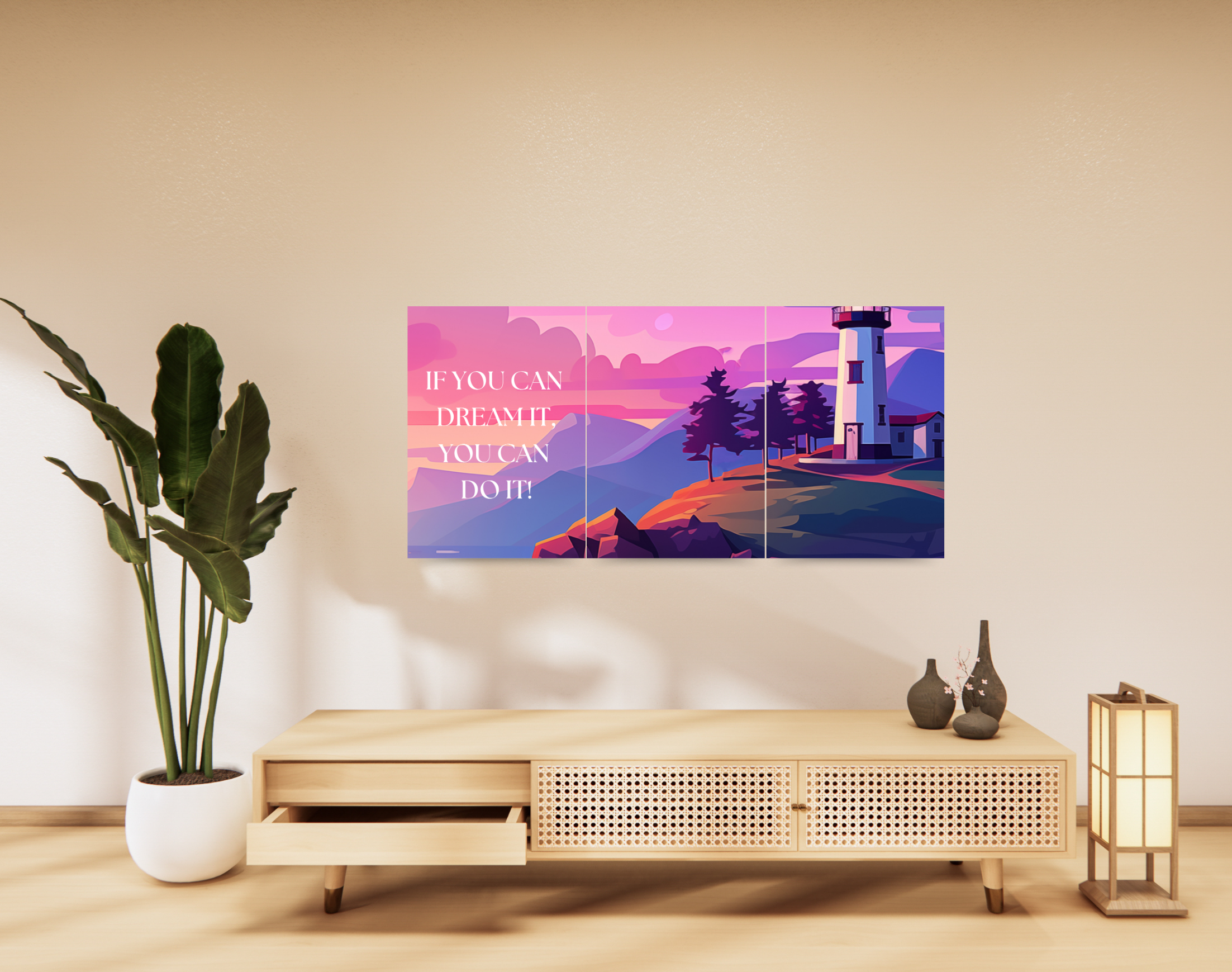 "LIGHT HOUSE SCENERY"- Shiny & Sturdy Metallic Poster Art That Pops & Sticks