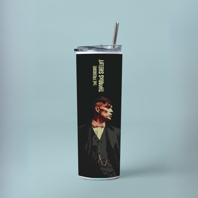 "FREAKING THOMAS SHELBY" Tumbler with Metal Straw