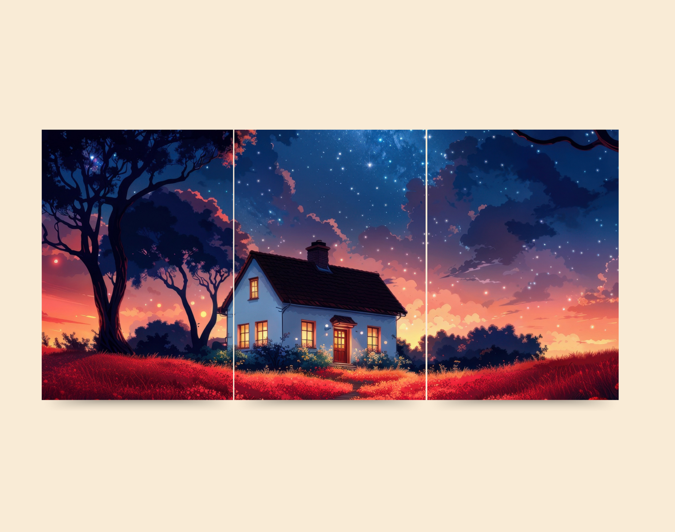 "BEAUTY OF HOME IN DUSK"- Shiny & Sturdy Metallic Poster Art That Pops & Sticks