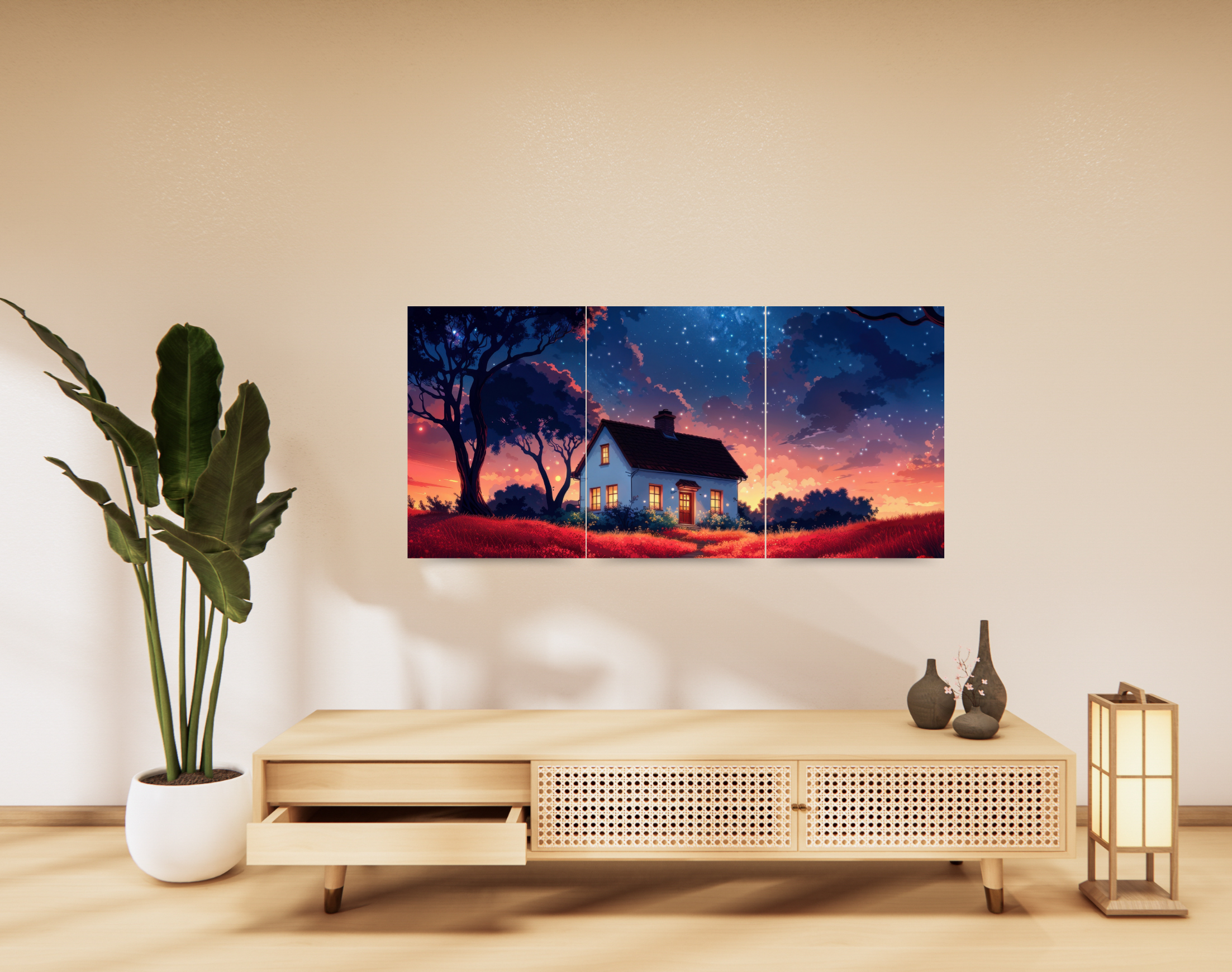 "BEAUTY OF HOME IN DUSK"- Shiny & Sturdy Metallic Poster Art That Pops & Sticks