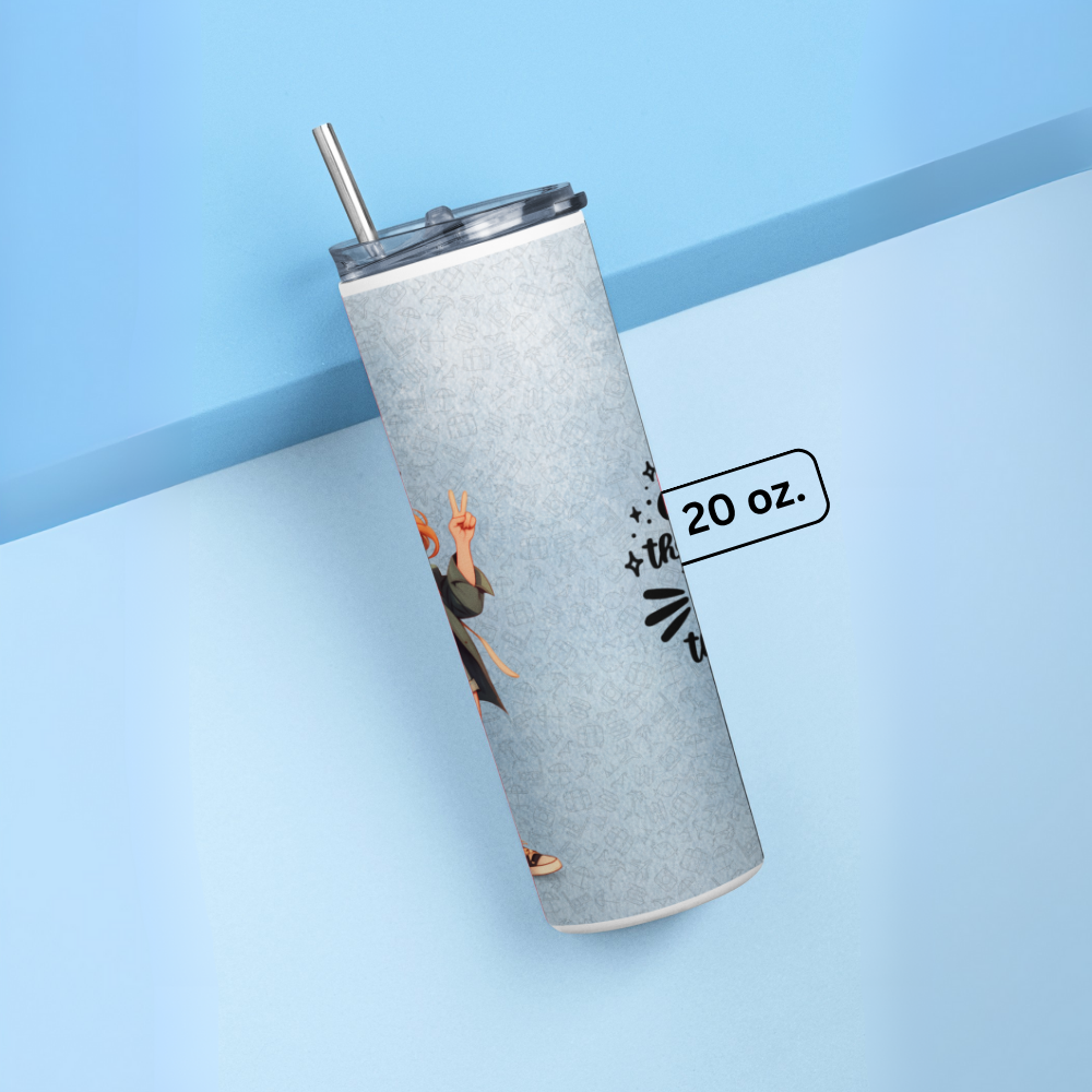 "Travel the world" Tumbler with Metal Straw