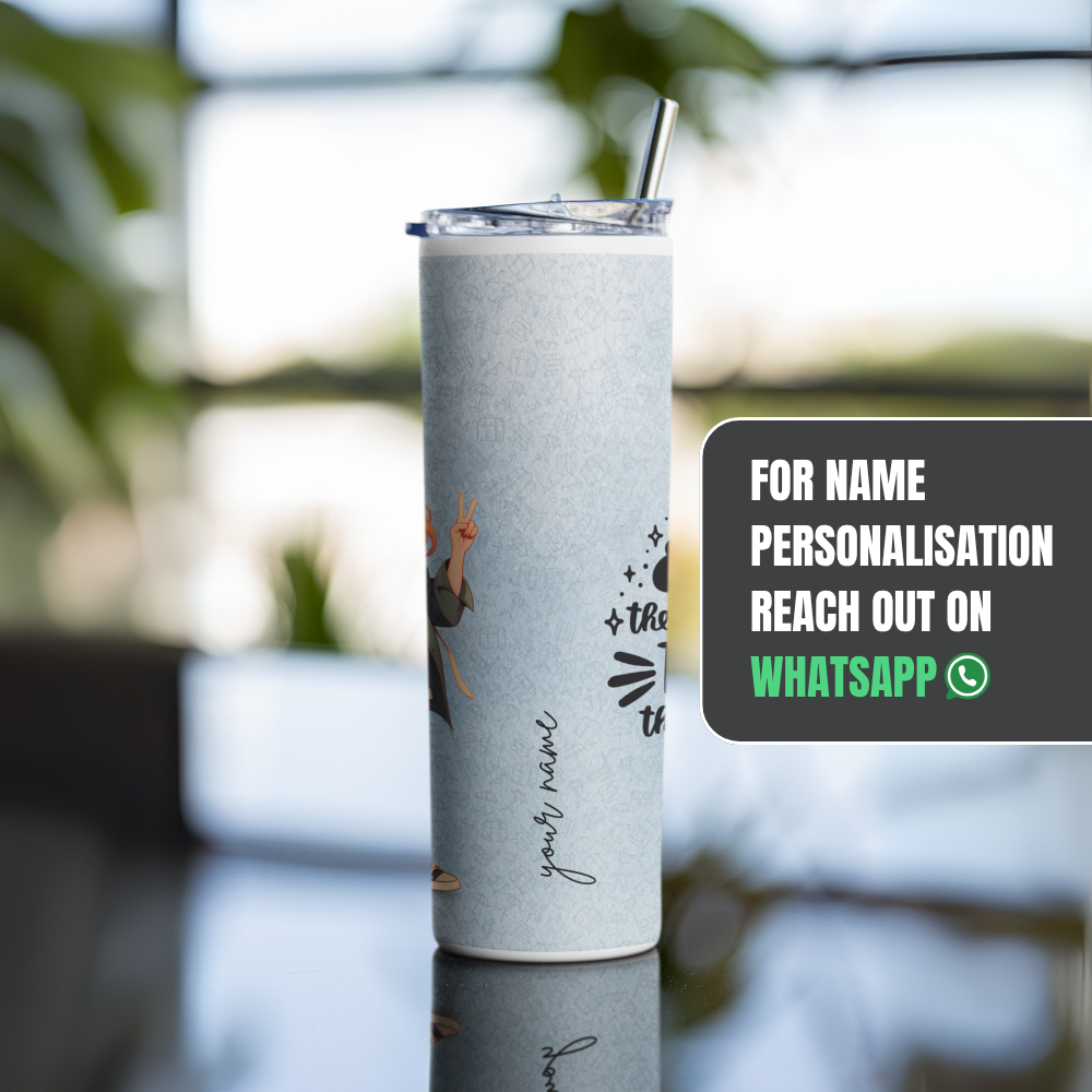 "Travel the world" Tumbler with Metal Straw