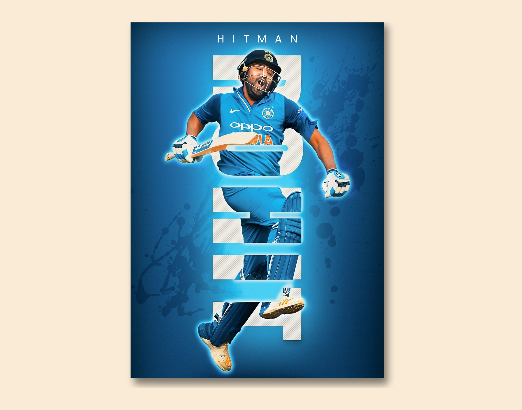"Rohit Sharma"- Shiny & Sturdy Metallic Poster Art That Pops & Sticks