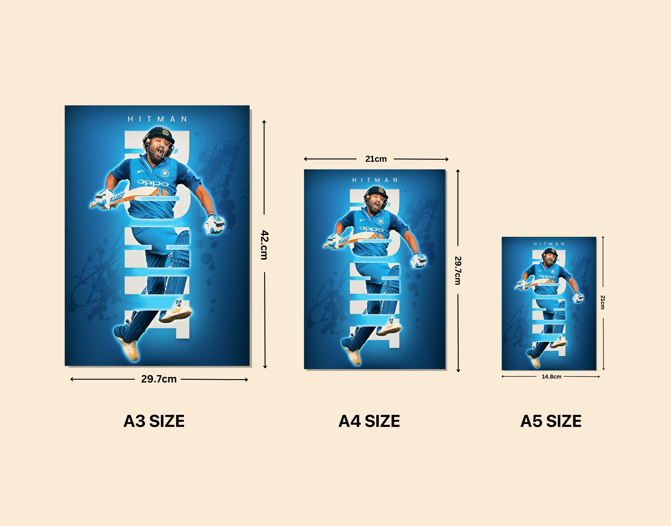 "Rohit Sharma"- Shiny & Sturdy Metallic Poster Art That Pops & Sticks