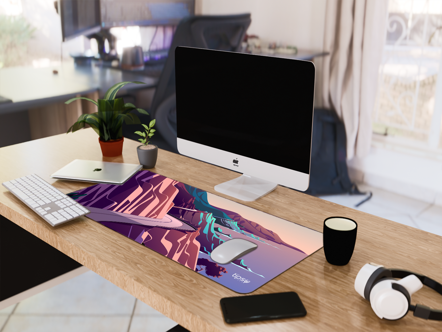 "Scenic Road Illustration" Gaming Mousepad- Elevate Your Gaming Experience