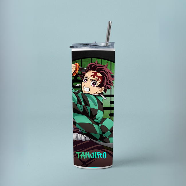 "TANJIRO KAMADO - THE OG DEMON SLAYER" Tumbler with Metal Straw