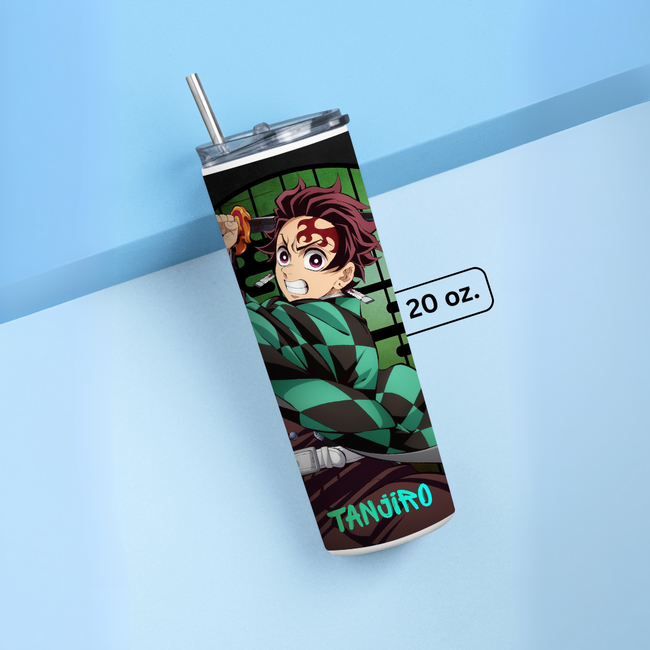 "TANJIRO KAMADO - THE OG DEMON SLAYER" Tumbler with Metal Straw