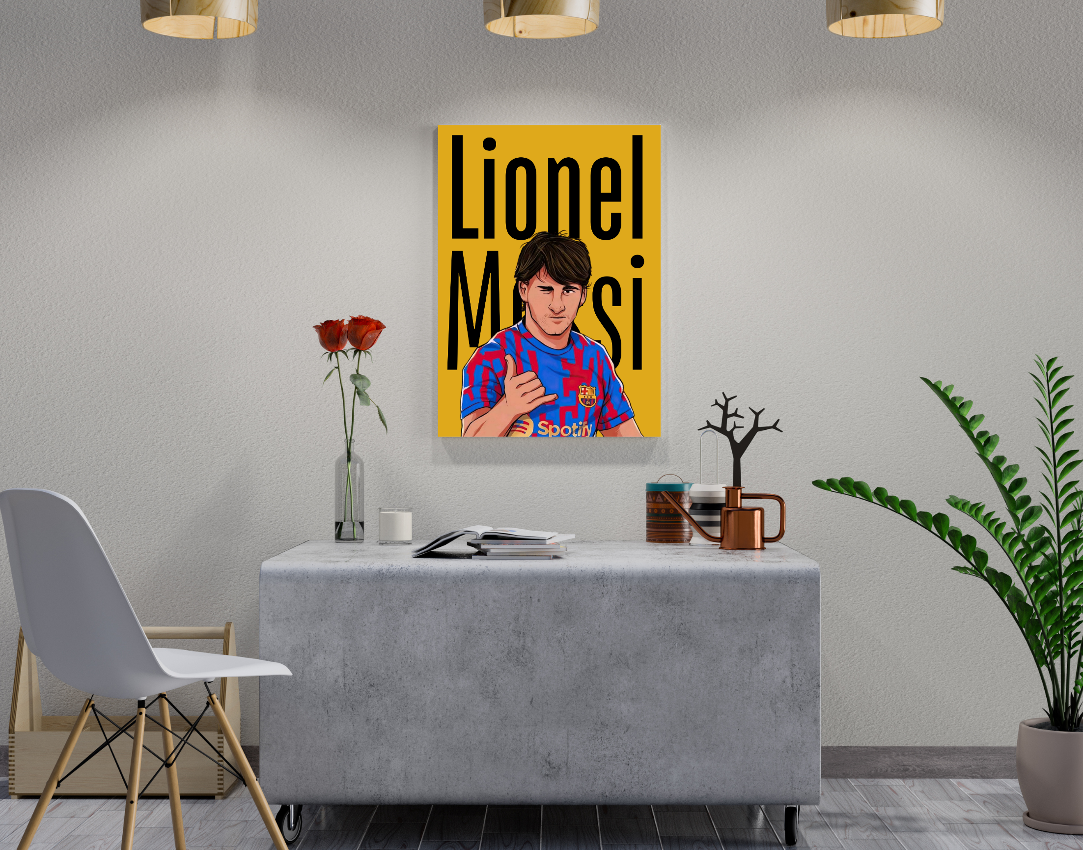 "Lionel Messi- Barcelona"- Shiny & Sturdy Metallic Poster Art That Pops & Sticks