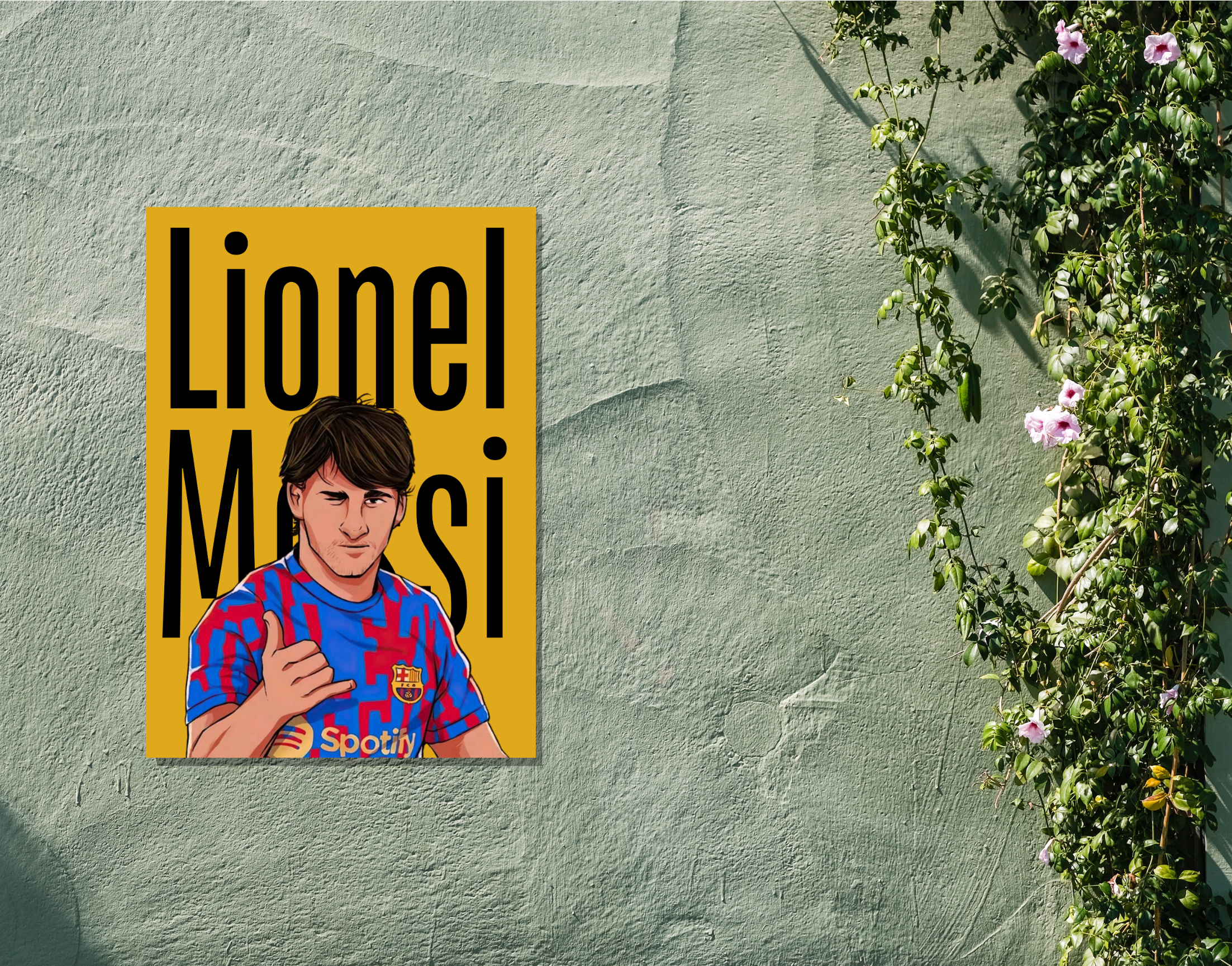 "Lionel Messi- Barcelona"- Shiny & Sturdy Metallic Poster Art That Pops & Sticks