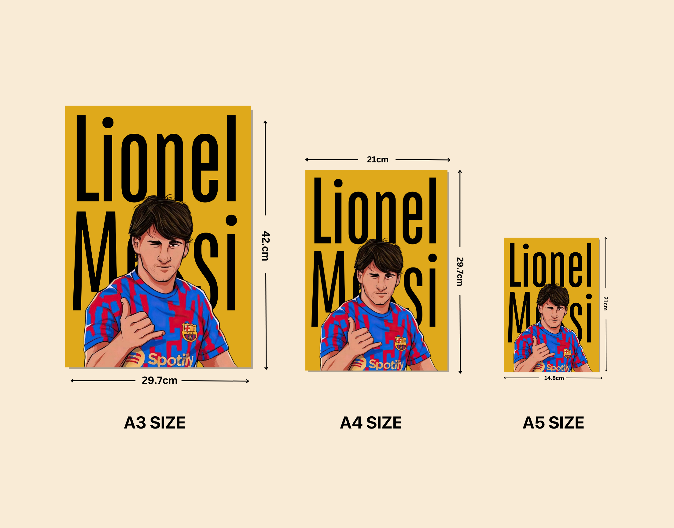 "Lionel Messi- Barcelona"- Shiny & Sturdy Metallic Poster Art That Pops & Sticks