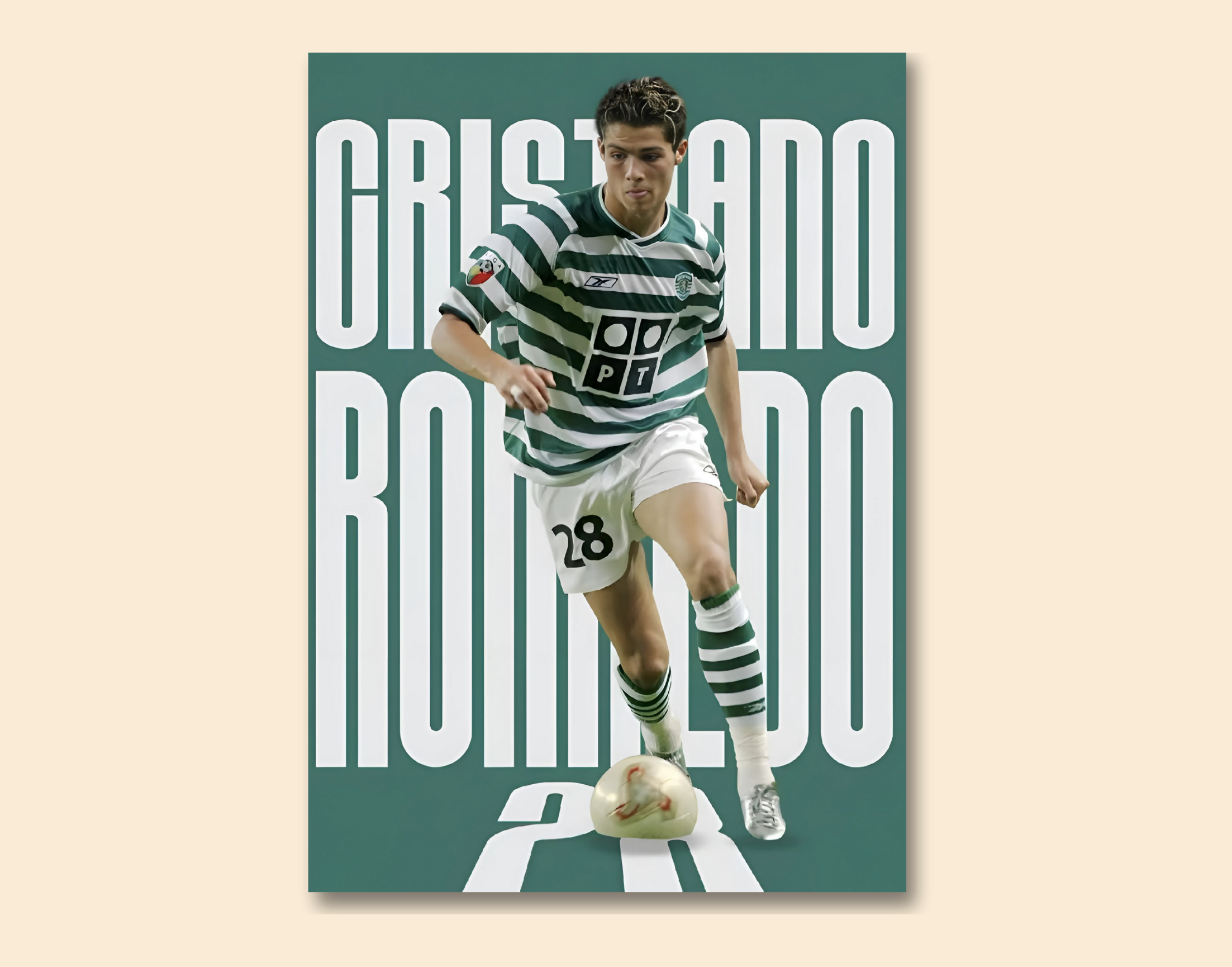 "Cristiano Ronaldo-Sporting CP"- Shiny & Sturdy Metallic Poster Art That Pops & Sticks (Literally!)