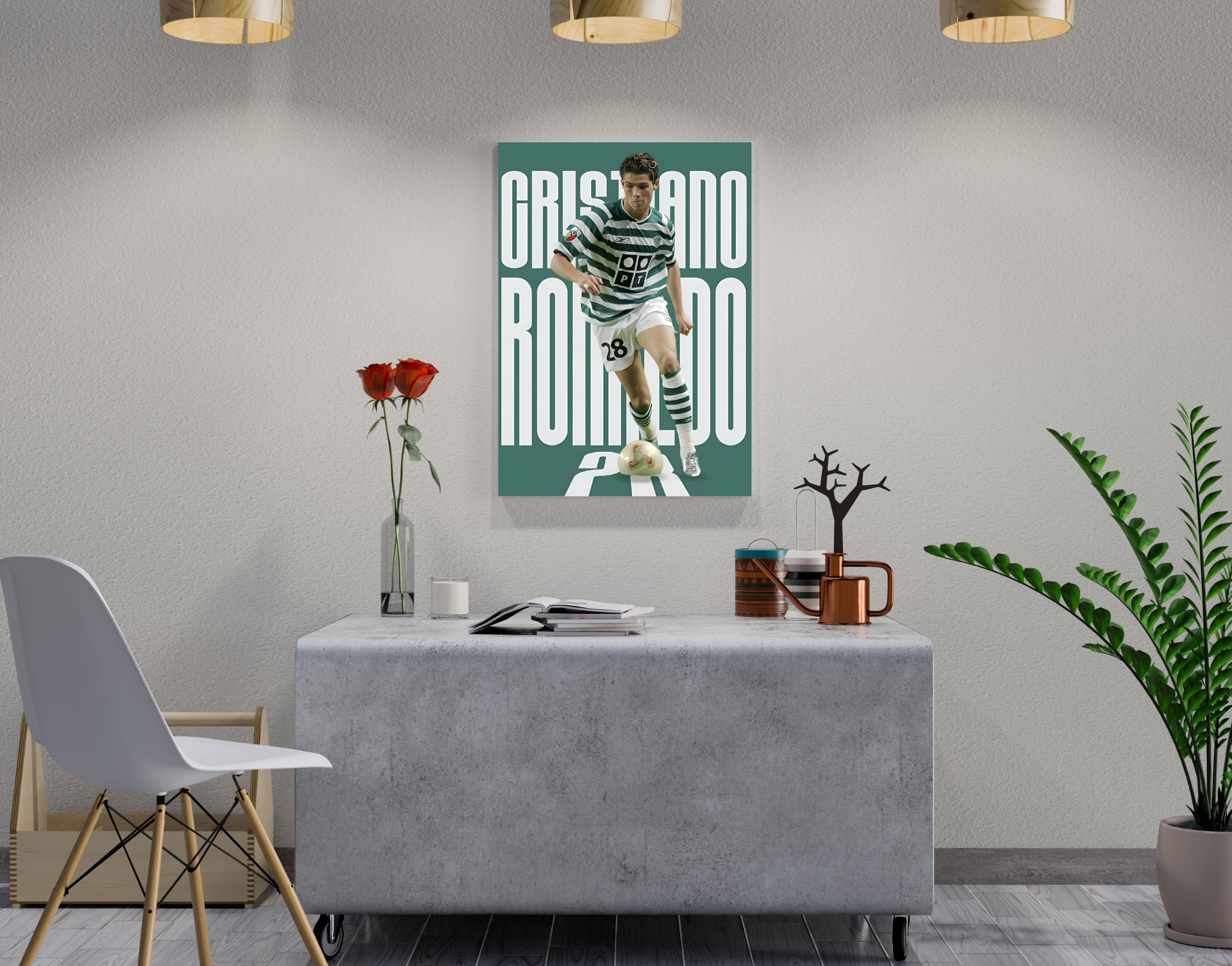 "Cristiano Ronaldo-Sporting CP"- Shiny & Sturdy Metallic Poster Art That Pops & Sticks (Literally!)