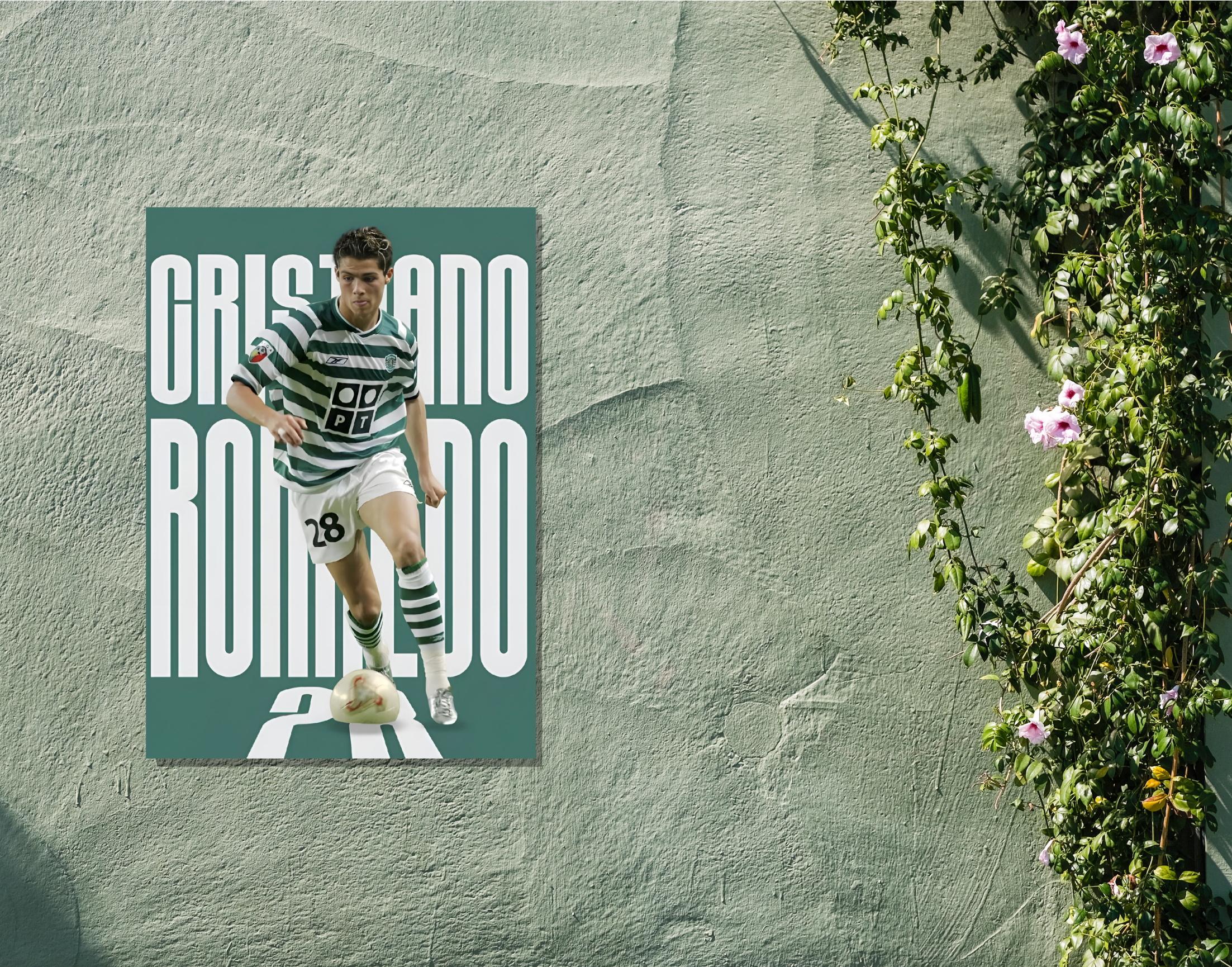 "Cristiano Ronaldo-Sporting CP"- Shiny & Sturdy Metallic Poster Art That Pops & Sticks (Literally!)