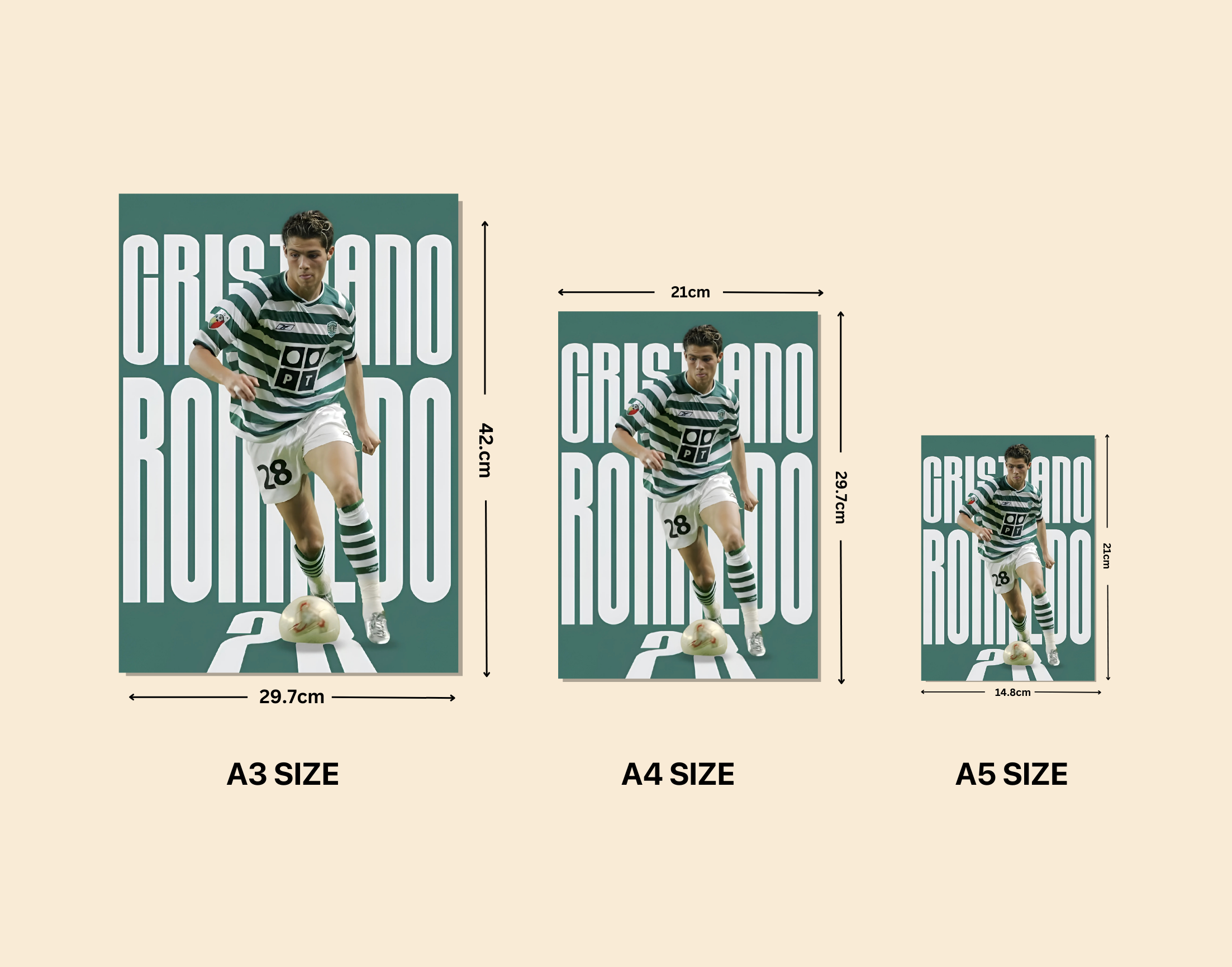 "Cristiano Ronaldo-Sporting CP"- Shiny & Sturdy Metallic Poster Art That Pops & Sticks (Literally!)