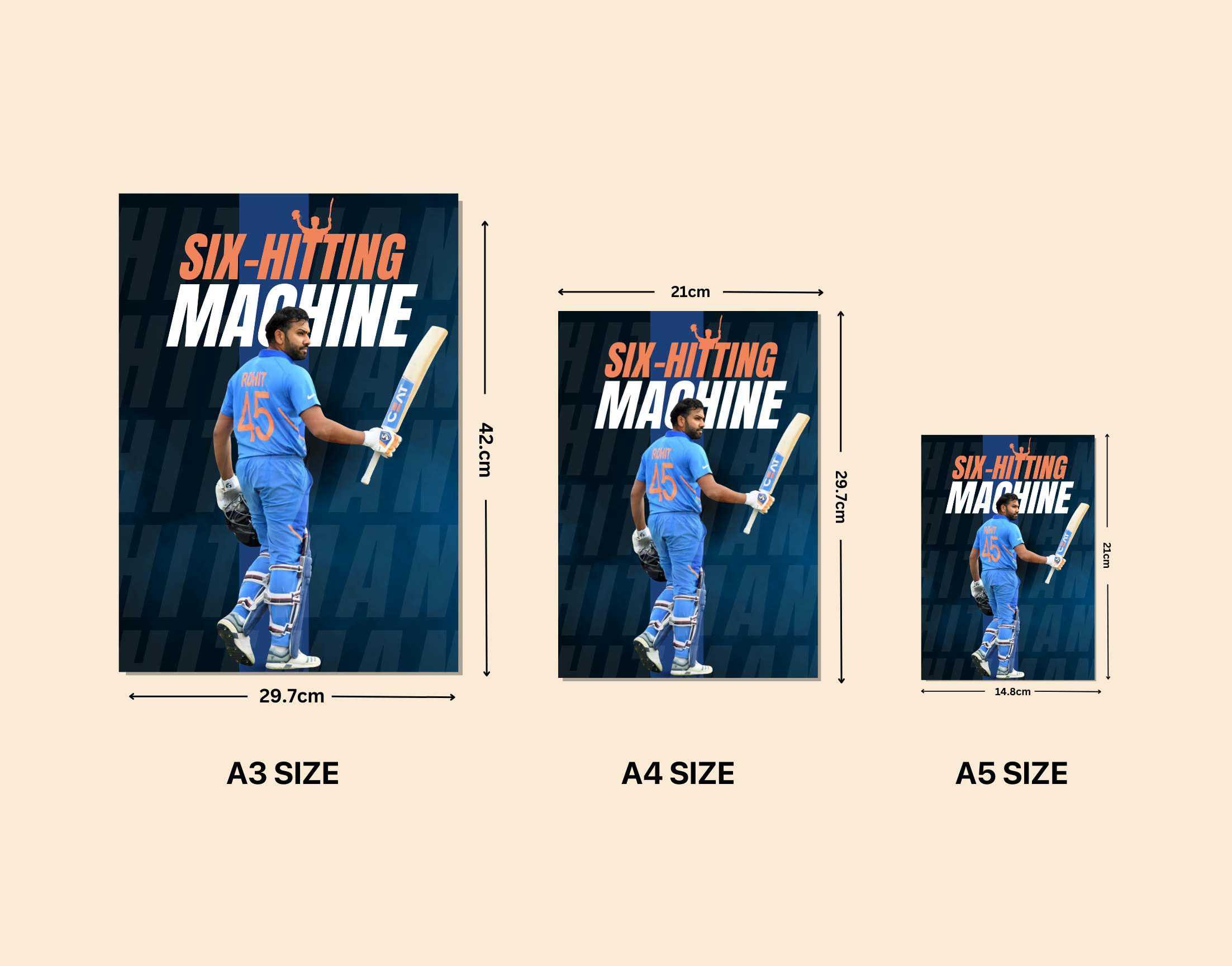 "Rohit Sharma: 36 in a over"- Shiny & Sturdy Metallic Poster Art That Pops & Sticks