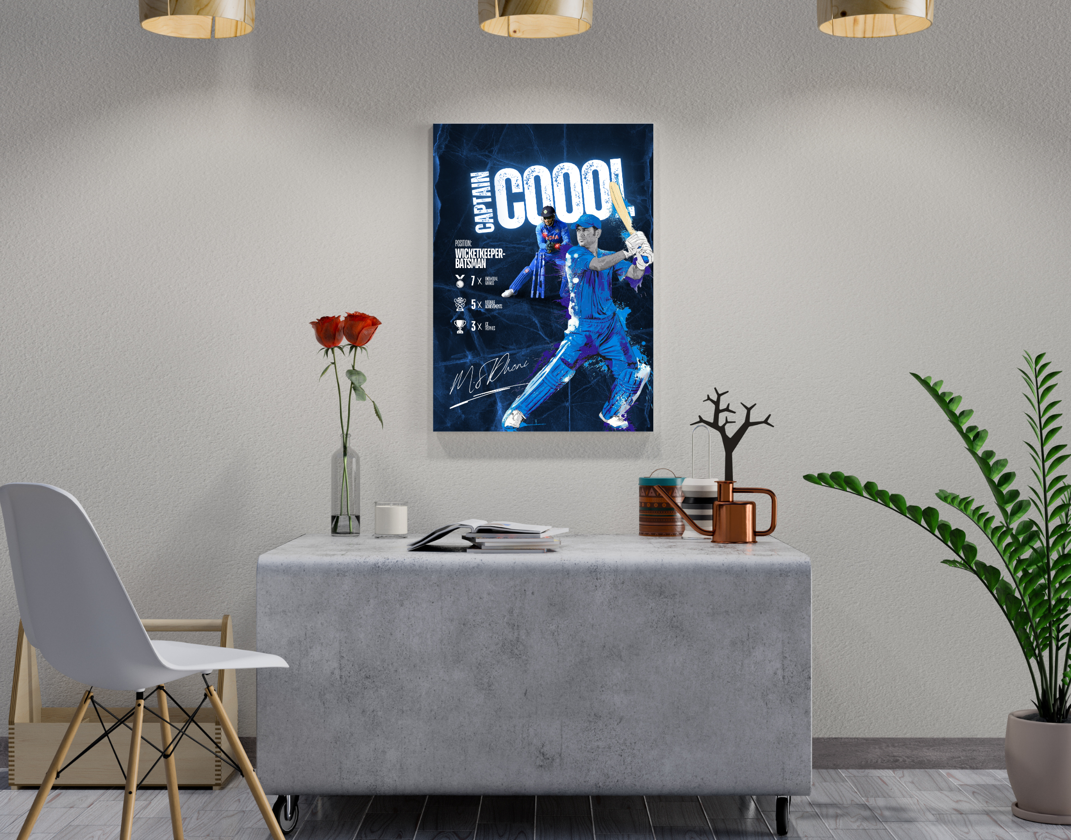 Captain Cool Dhoni"- Shiny & Sturdy Metallic Poster Art That Pops & Sticks