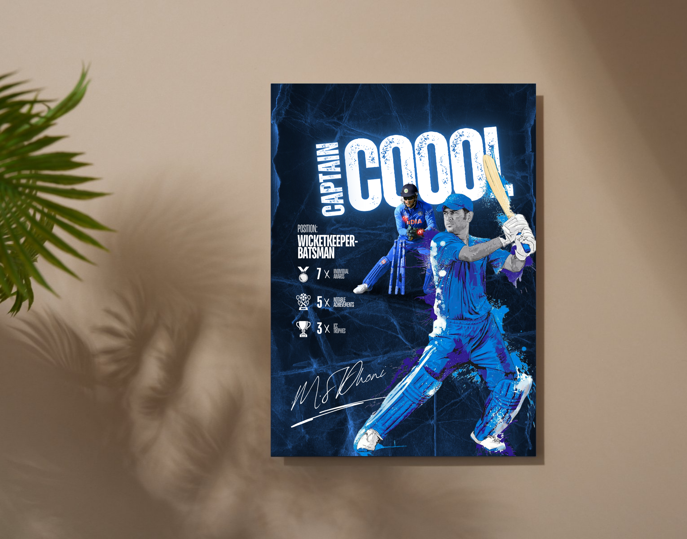 Captain Cool Dhoni"- Shiny & Sturdy Metallic Poster Art That Pops & Sticks