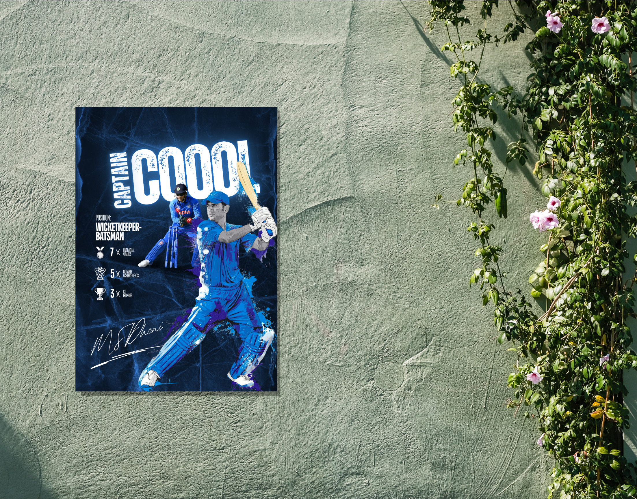 Captain Cool Dhoni"- Shiny & Sturdy Metallic Poster Art That Pops & Sticks
