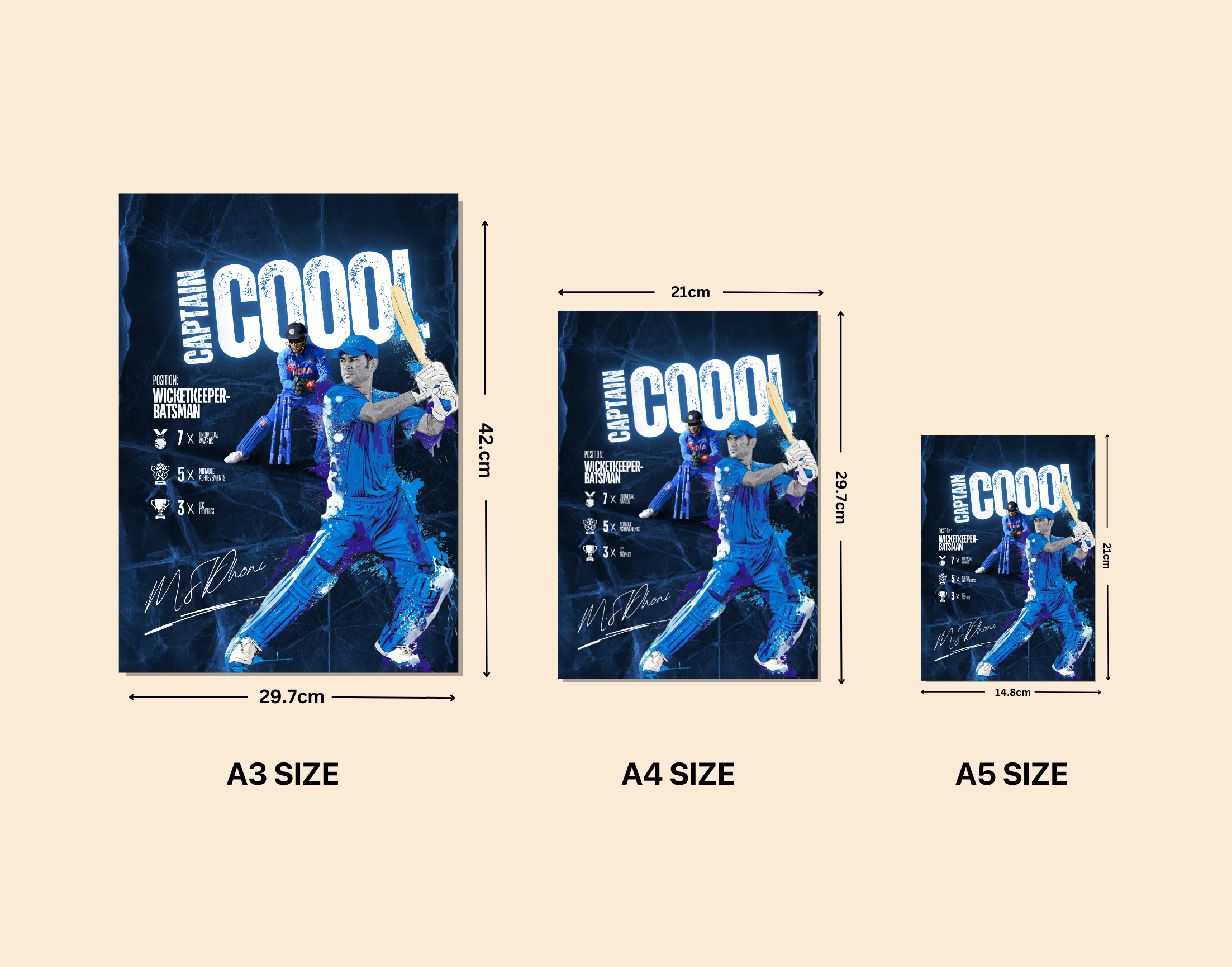 Captain Cool Dhoni"- Shiny & Sturdy Metallic Poster Art That Pops & Sticks