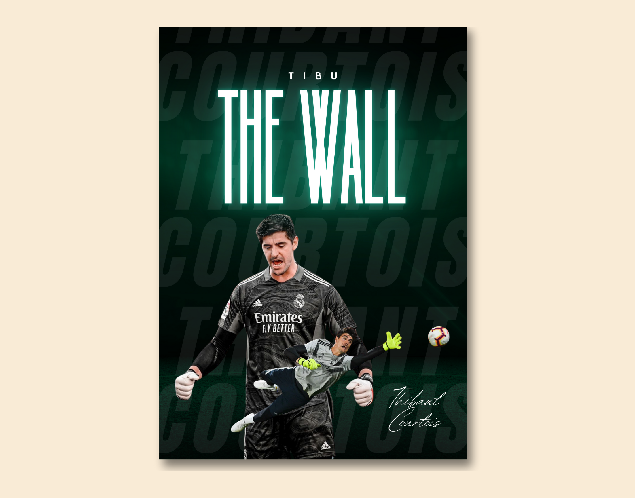 "Thibaut Courtois: The Wall"- Shiny & Sturdy Metallic Poster Art That Pops & Sticks