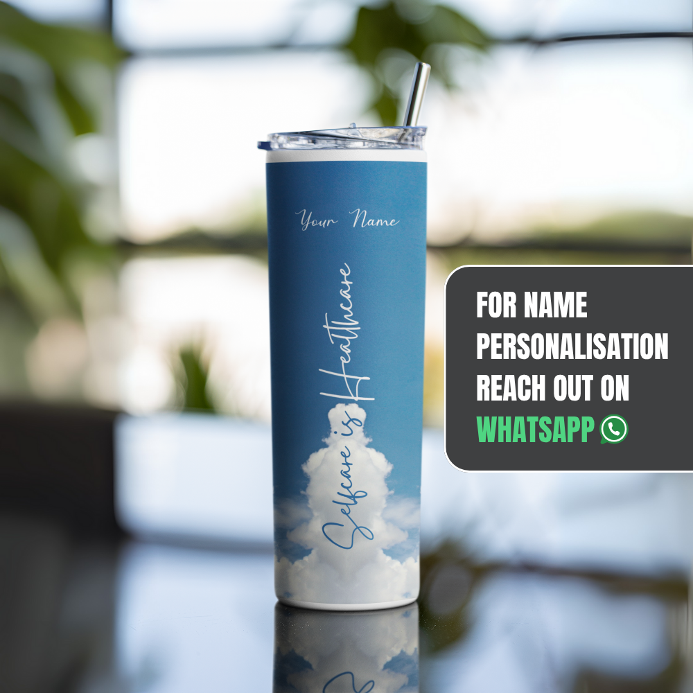 "Selfcare is Healthcare-Sky Edition" Tumbler with Metal Straw