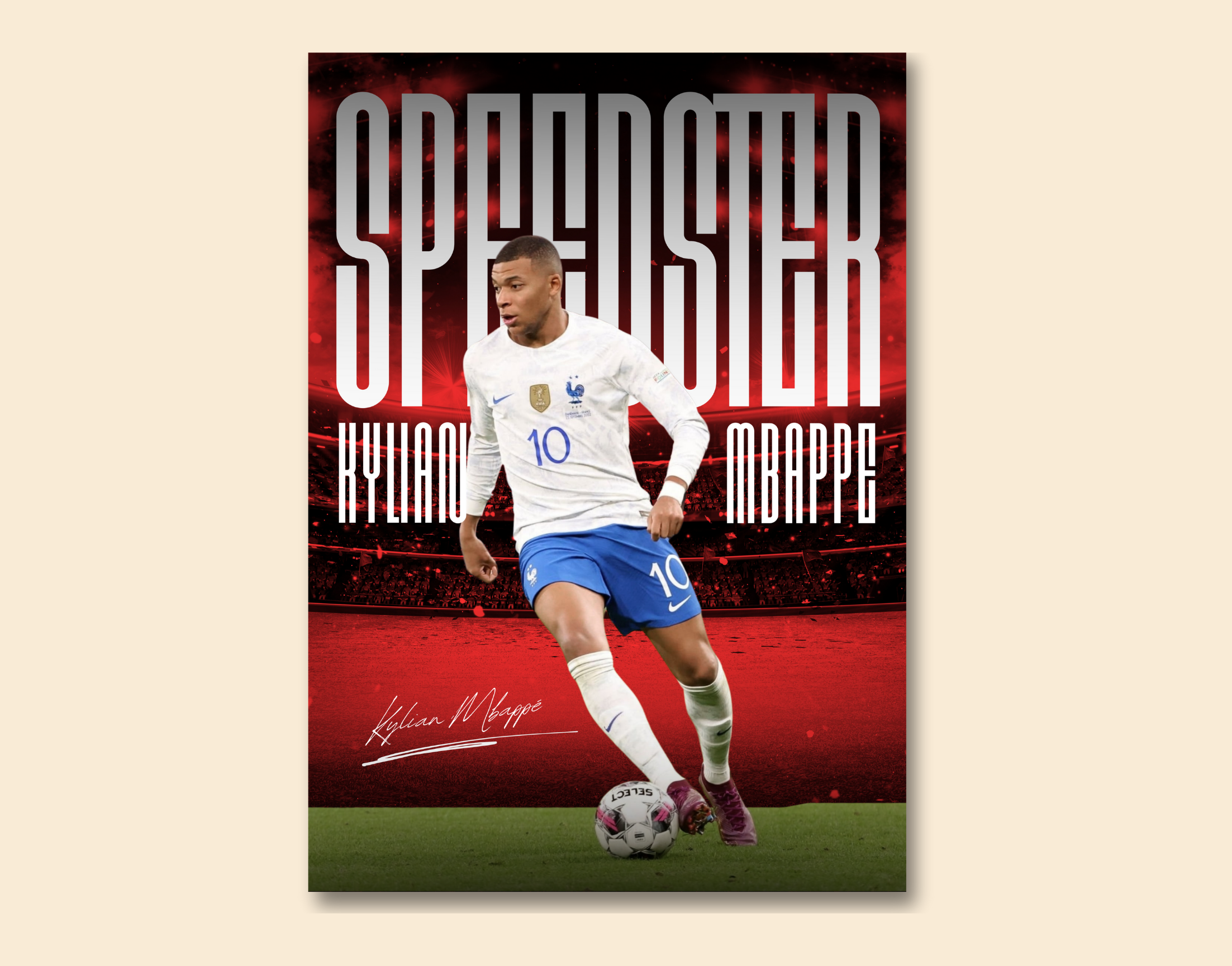 "Kylian Mbappé: Speedster"- Shiny & Sturdy Metallic Poster Art That Pops & Sticks