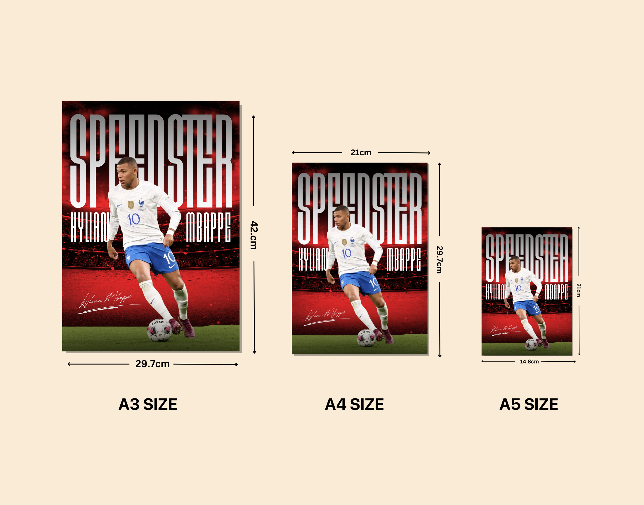 "Kylian Mbappé: Speedster"- Shiny & Sturdy Metallic Poster Art That Pops & Sticks