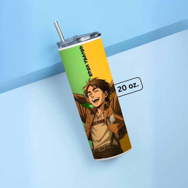"EREN YEAGER" Tumbler with Metal Straw