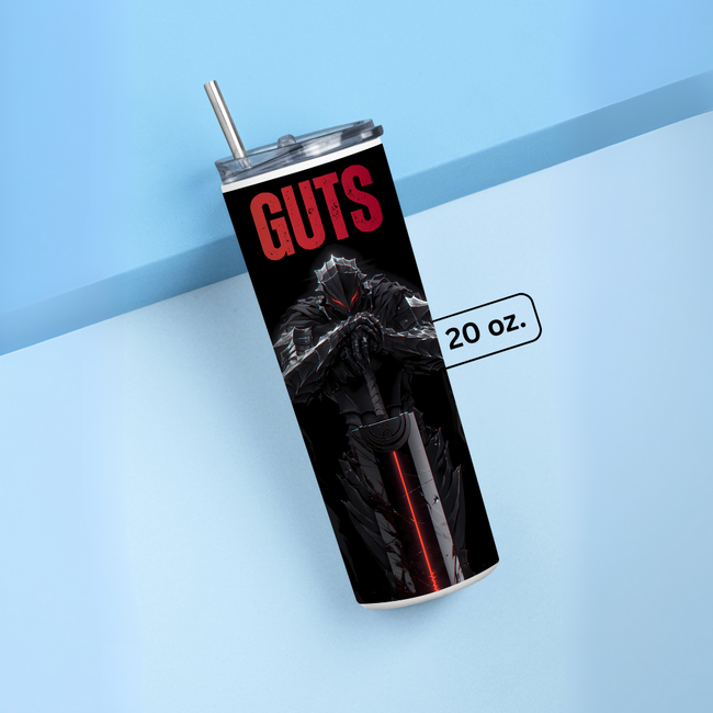 "GUTS BLACK" Tumbler with Metal Straw