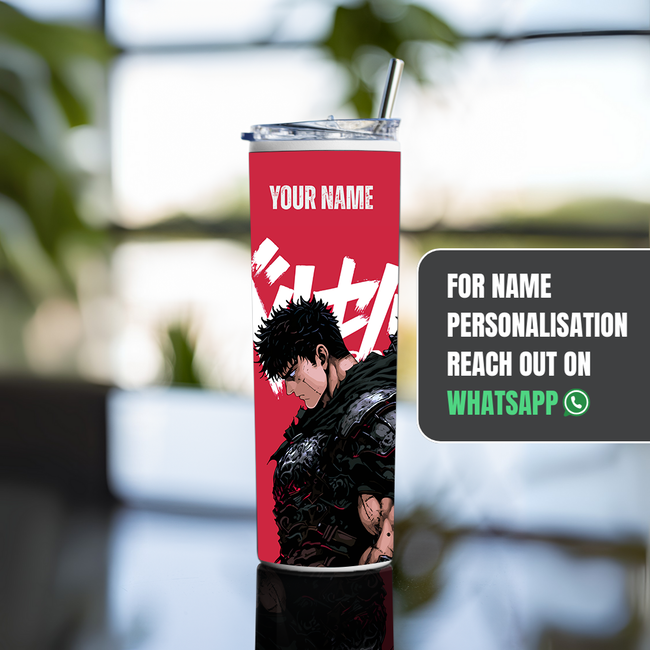 "GUTS BERSERK - FEARLESS" Tumbler with Metal Straw