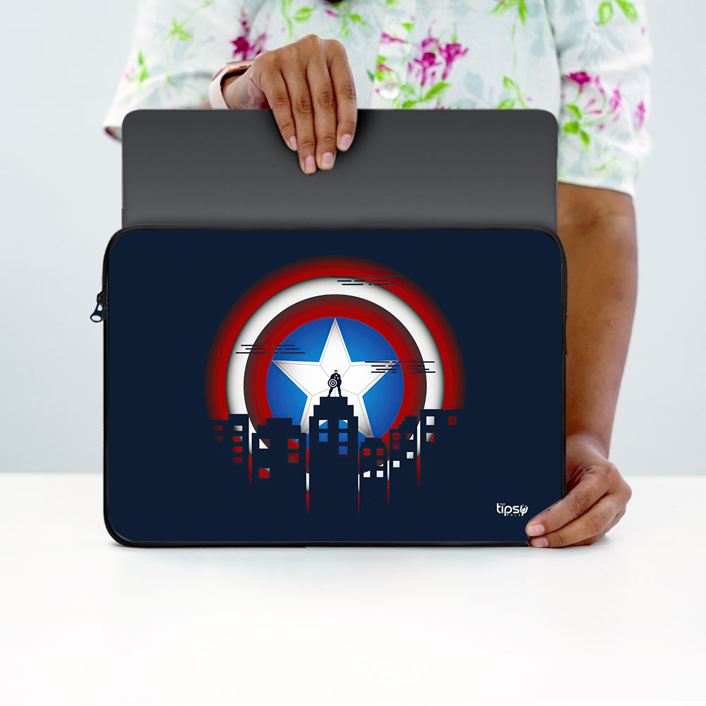 "CAPTAIN AMERICA ON A MISSION" -Laptop Sleeves:Bold Modern Design for Every Size