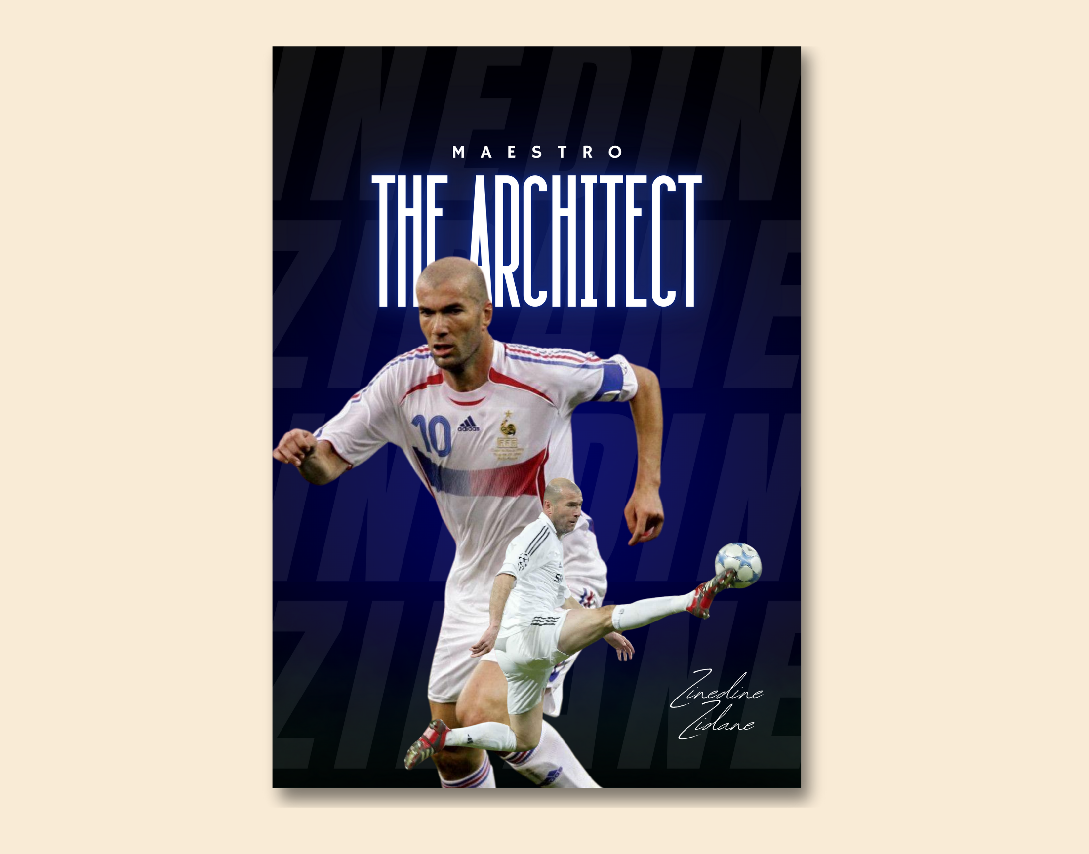 "Zinedine Zidane : The Architect"- Shiny & Sturdy Metallic Poster Art That Pops & Sticks
