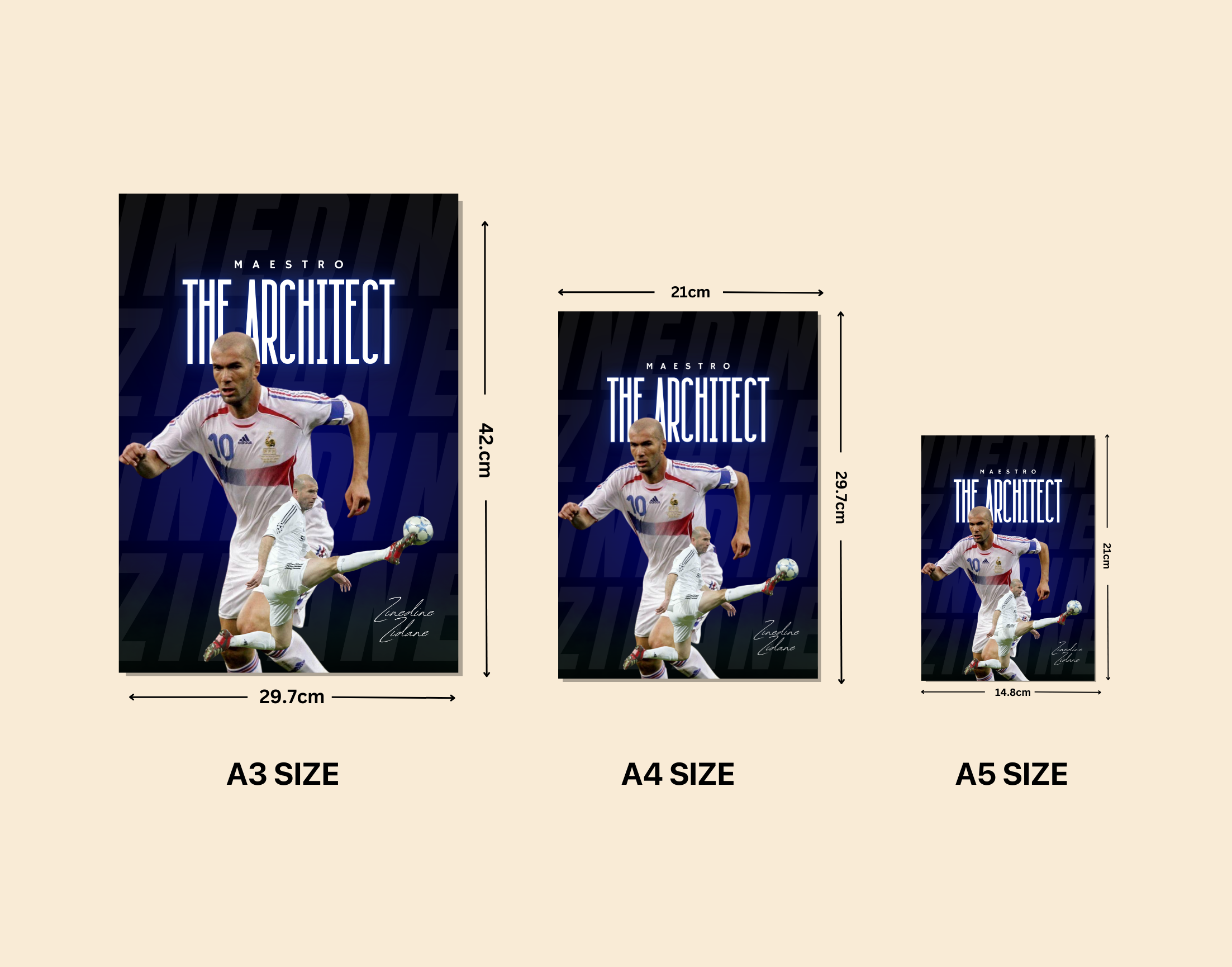 "Zinedine Zidane : The Architect"- Shiny & Sturdy Metallic Poster Art That Pops & Sticks