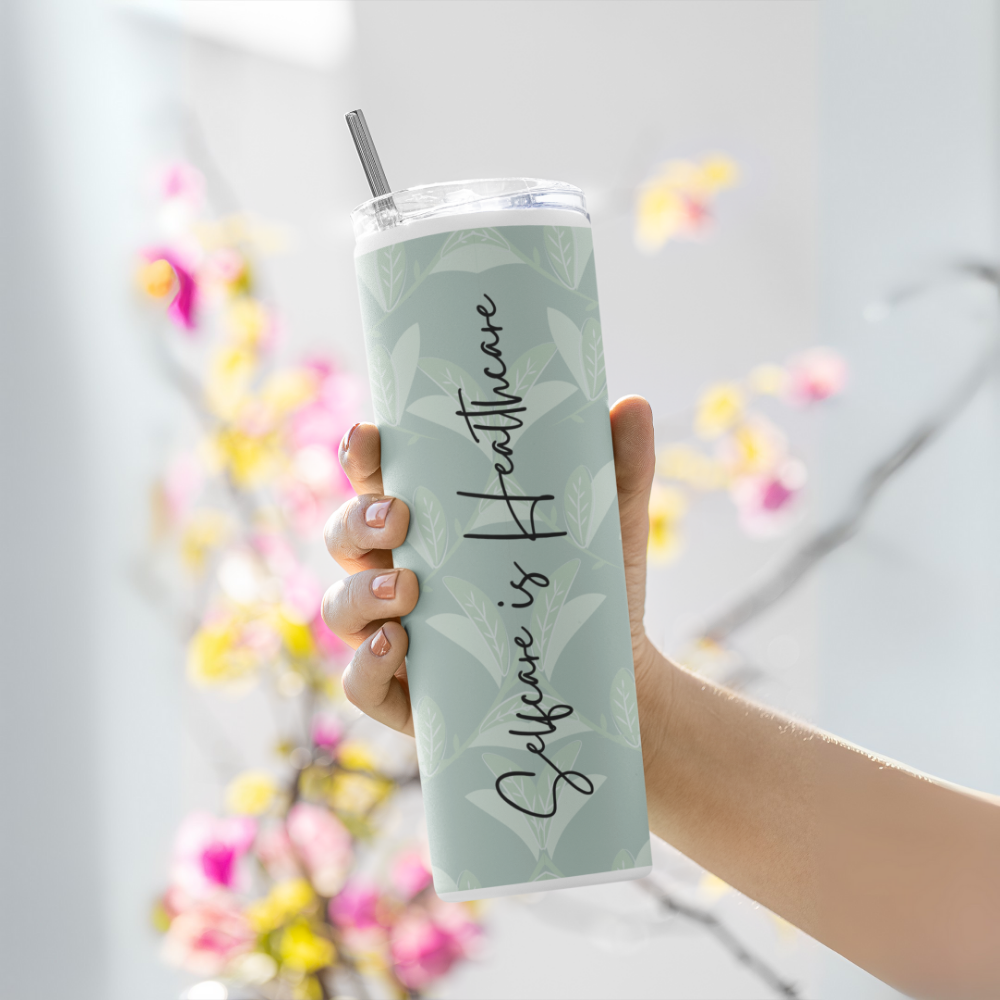 "Selfcare is Healthcare" Tumbler with Metal Straw