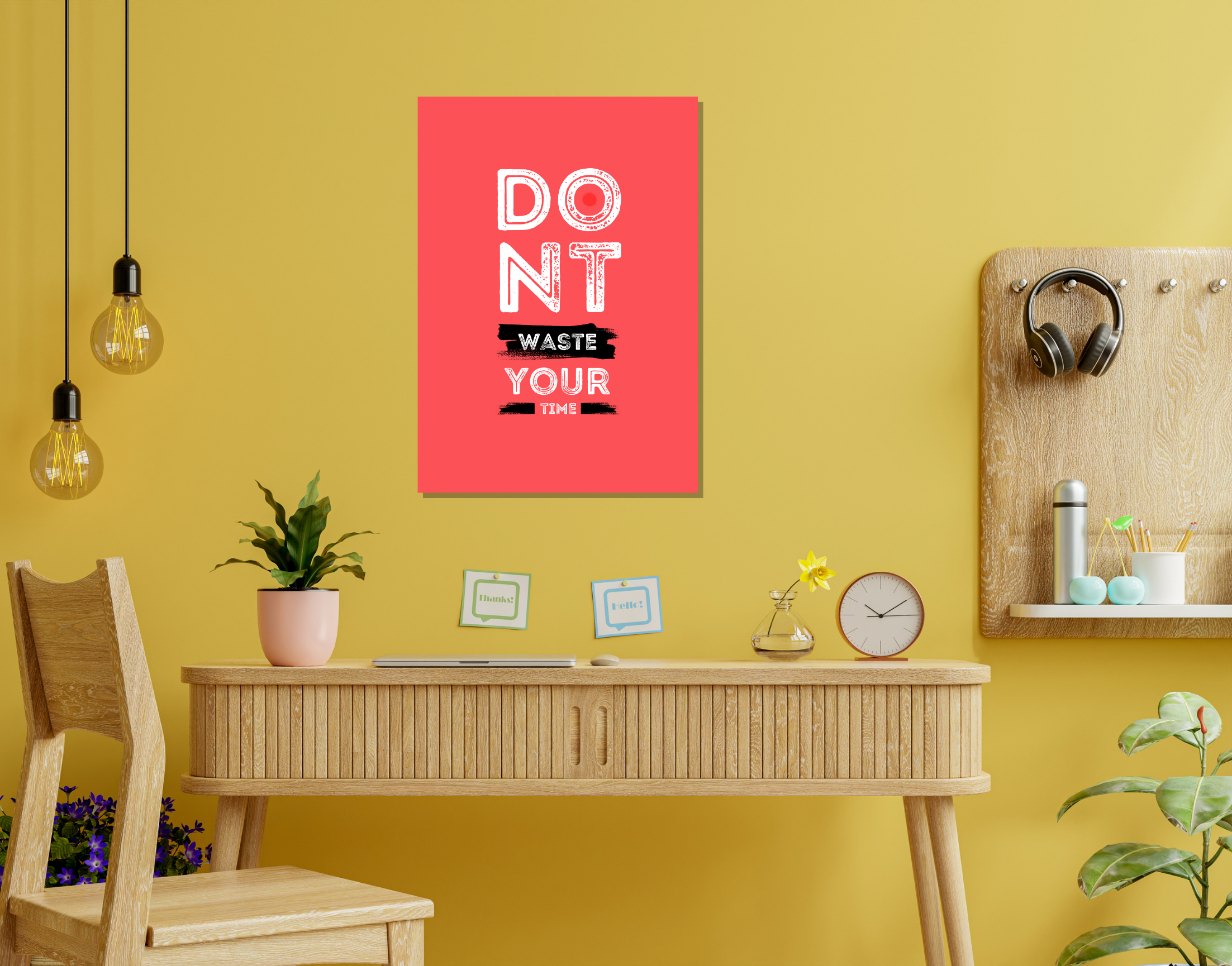 "DONT WASTE YOUR TIME"- Shiny & Sturdy Metallic Poster Art That Pops & Sticks (Literally!)