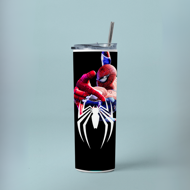 "SPIDERMAN STUNT" Tumbler with Metal Straw