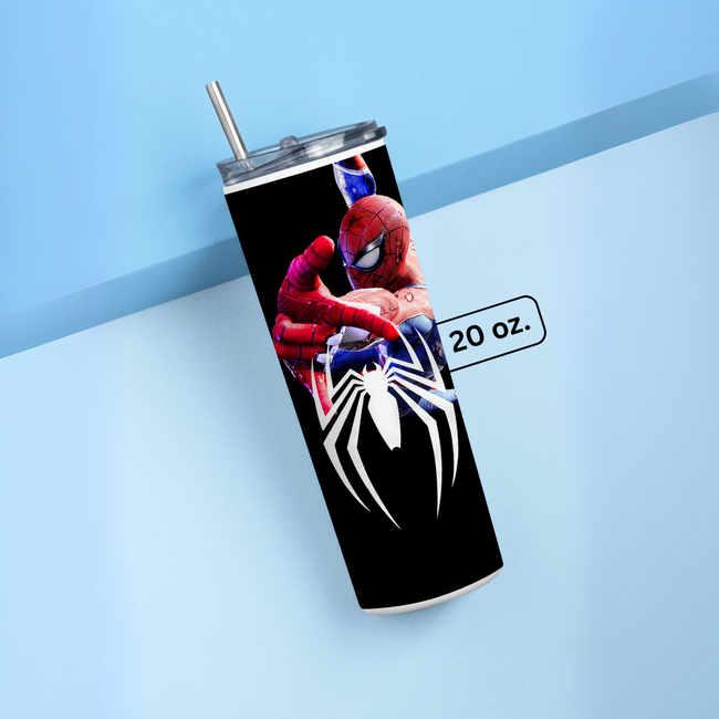 "SPIDERMAN STUNT" Tumbler with Metal Straw