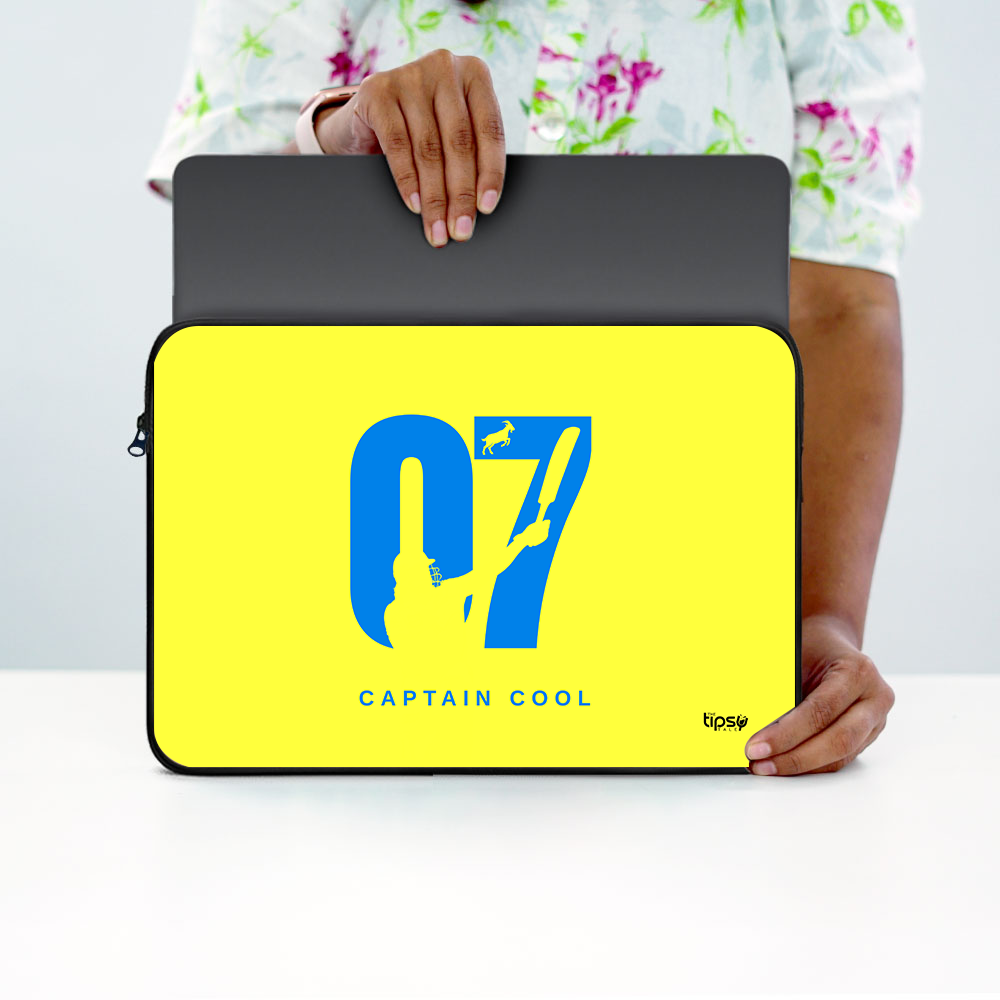 "M S DHONI - CRICKET FAN BASE" -Laptop Sleeves:Bold Modern Design for Every Size