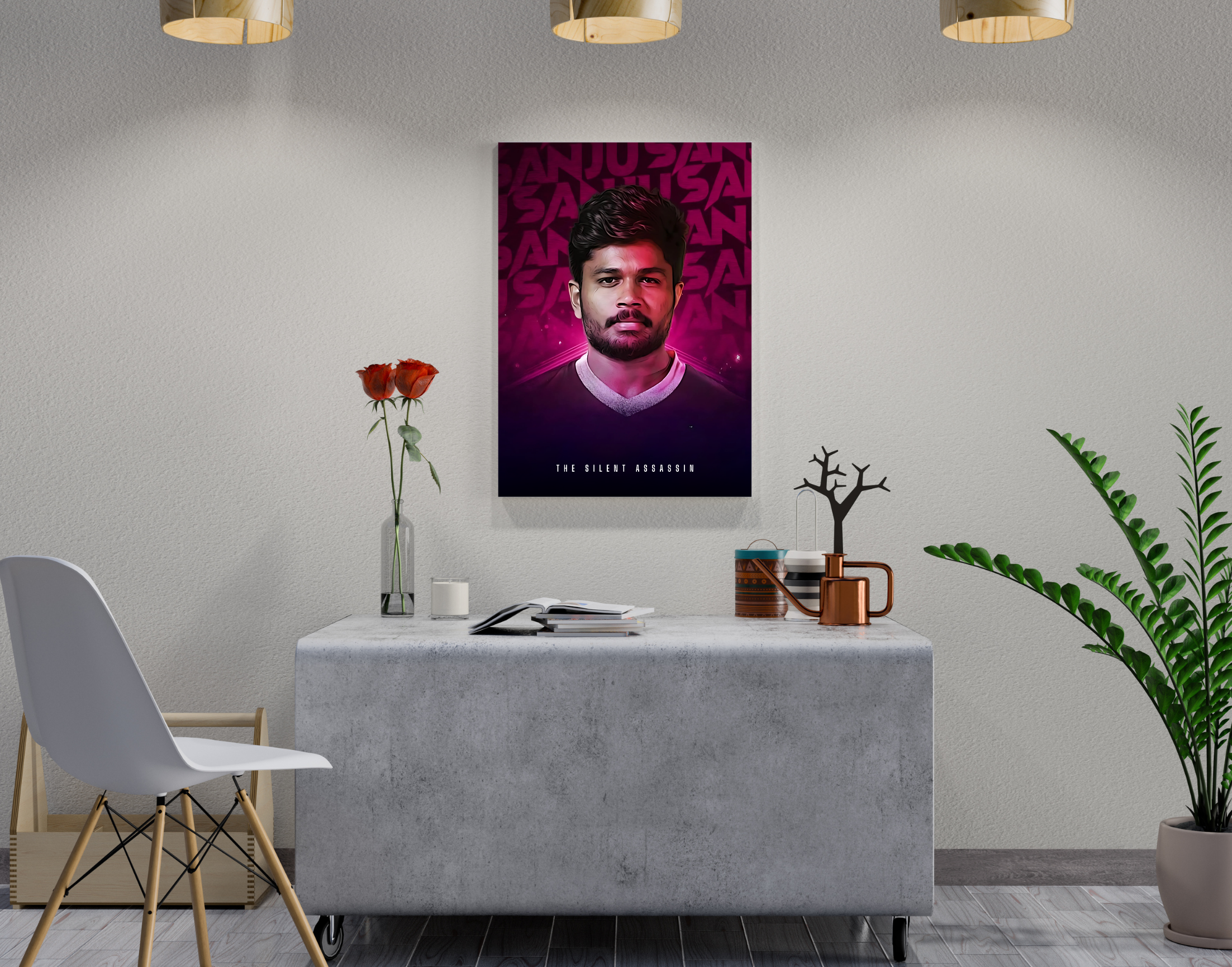 "SANJU SAMSON"- Shiny & Sturdy Metallic Poster Art That Pops & Sticks