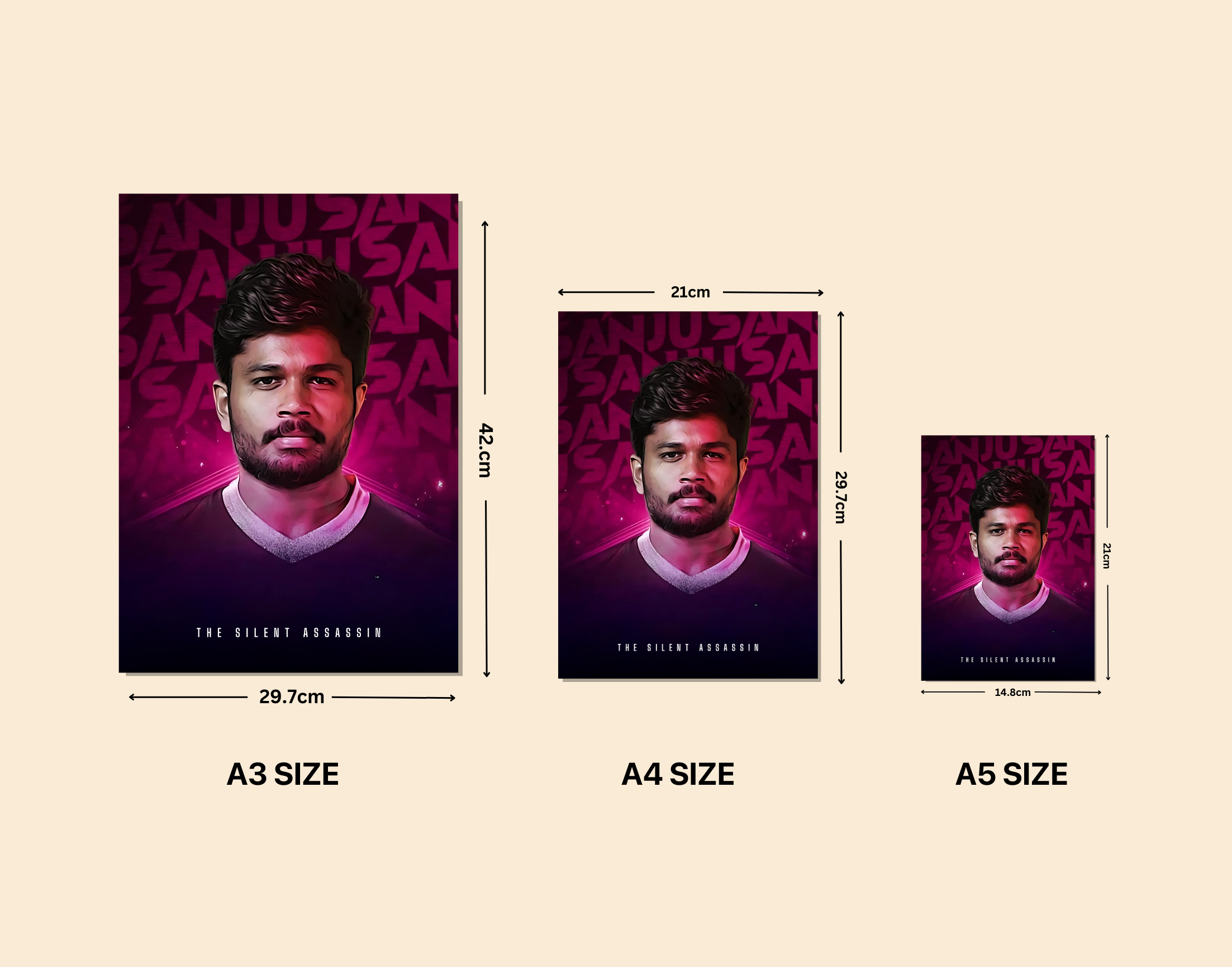 "SANJU SAMSON"- Shiny & Sturdy Metallic Poster Art That Pops & Sticks