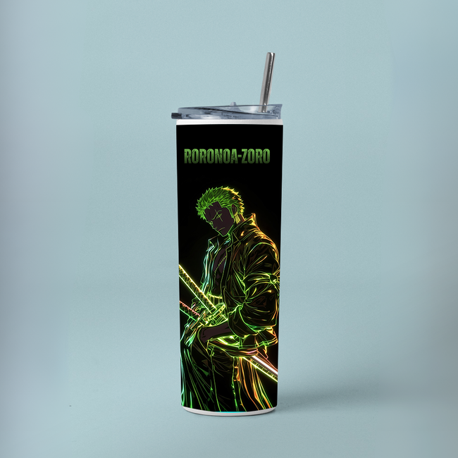 "RORONOA ZORO NEON" Tumbler with Metal Straw