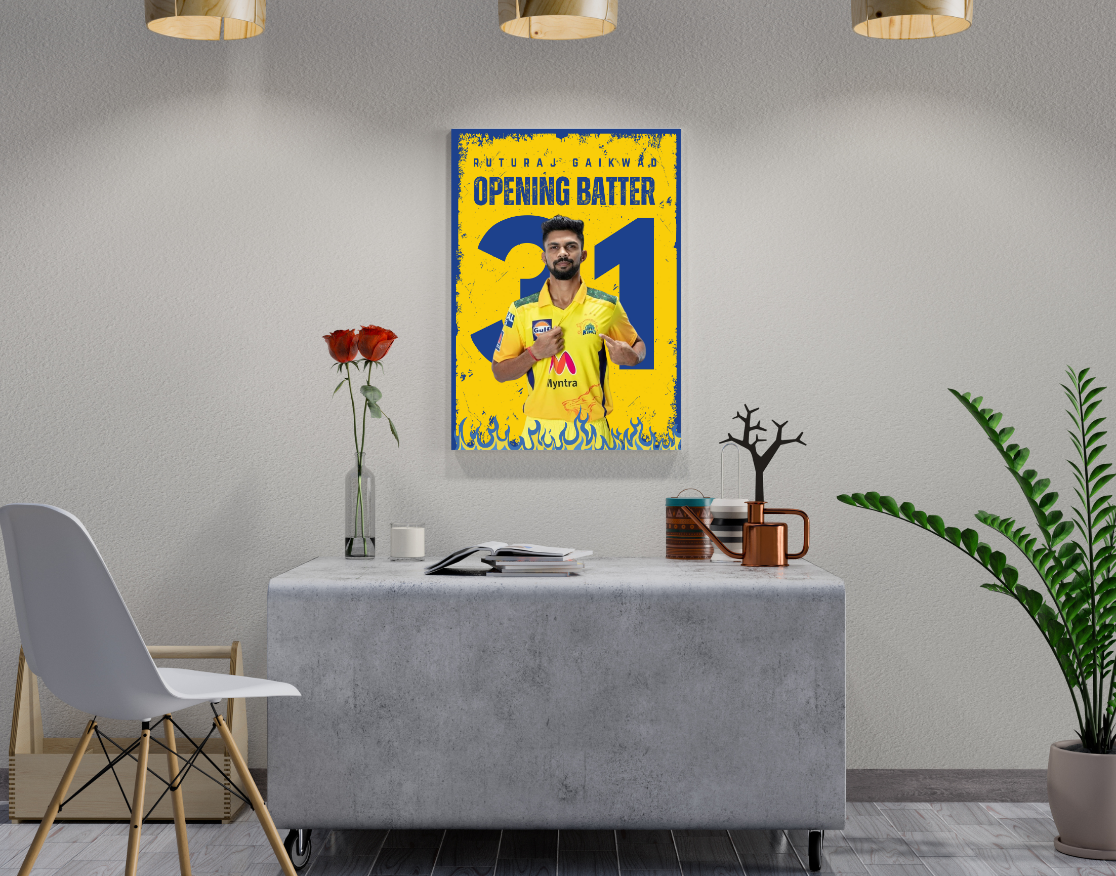 "RUTURAJ GAIKWAD:CSK"- Shiny & Sturdy Metallic Poster Art That Pops & Sticks