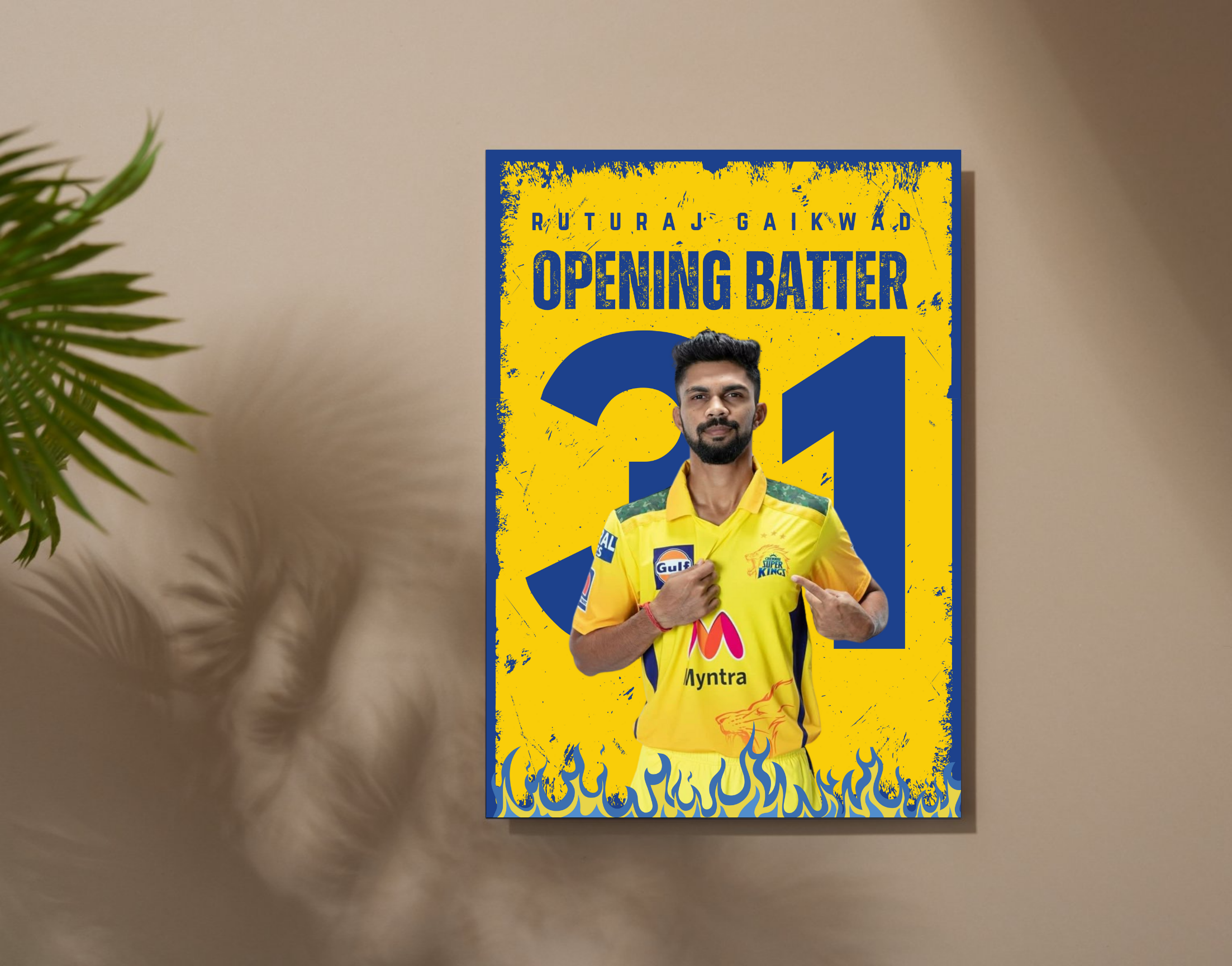 "RUTURAJ GAIKWAD:CSK"- Shiny & Sturdy Metallic Poster Art That Pops & Sticks